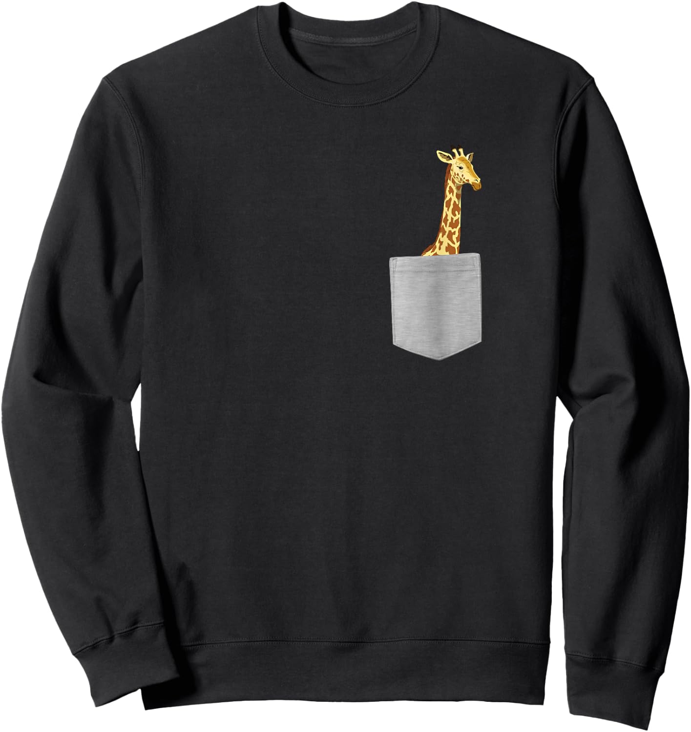 Pocket Giraffe Funny Camelopard Animal Lovers Humor Novelty Sweatshirt - Sweatshirt | Black