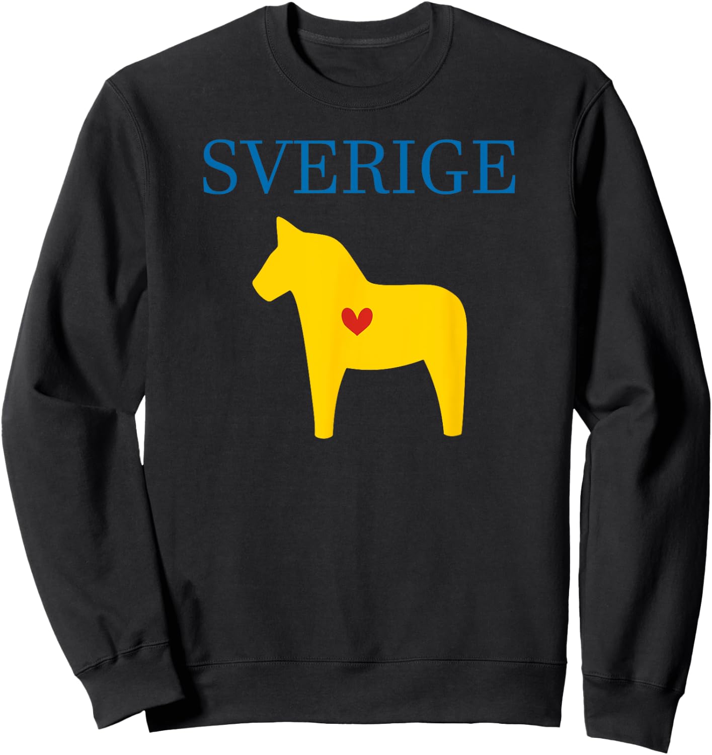 Swedish Dala Horse Midsommar Heart Sverige T Shirt Sweatshirt - Sweatshirt | Black