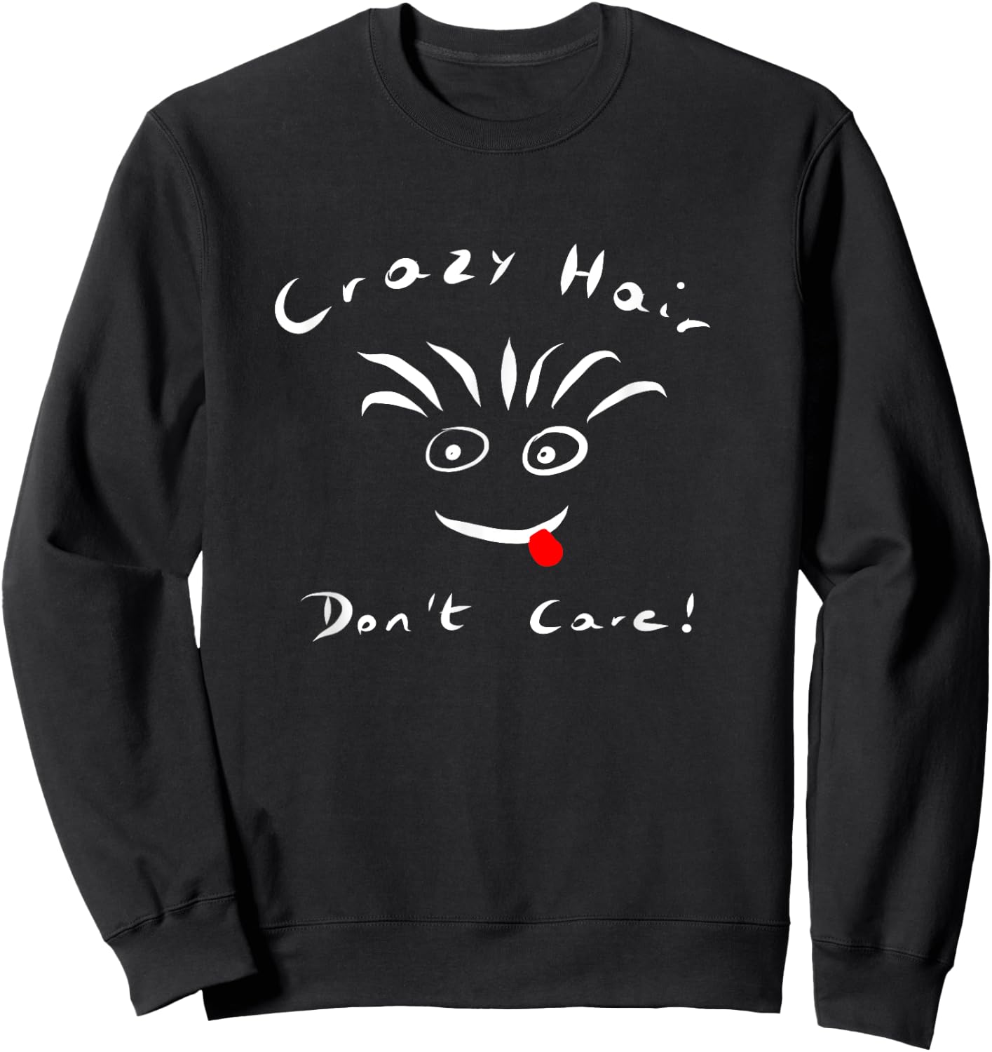 HW Hair Don't Care Kids Black Cartoon Sweatshirt - Sweatshirt | Black