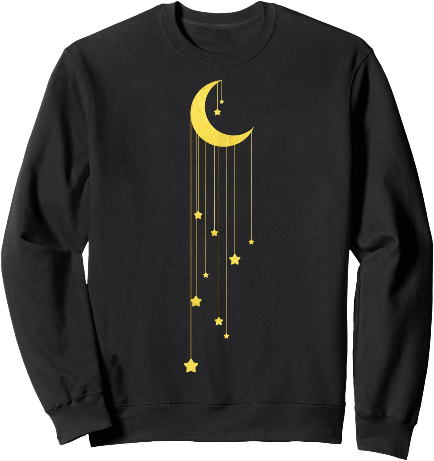 Gold Moon And Falling Stars Graphic Sweatshirt - Sweatshirt | Black
