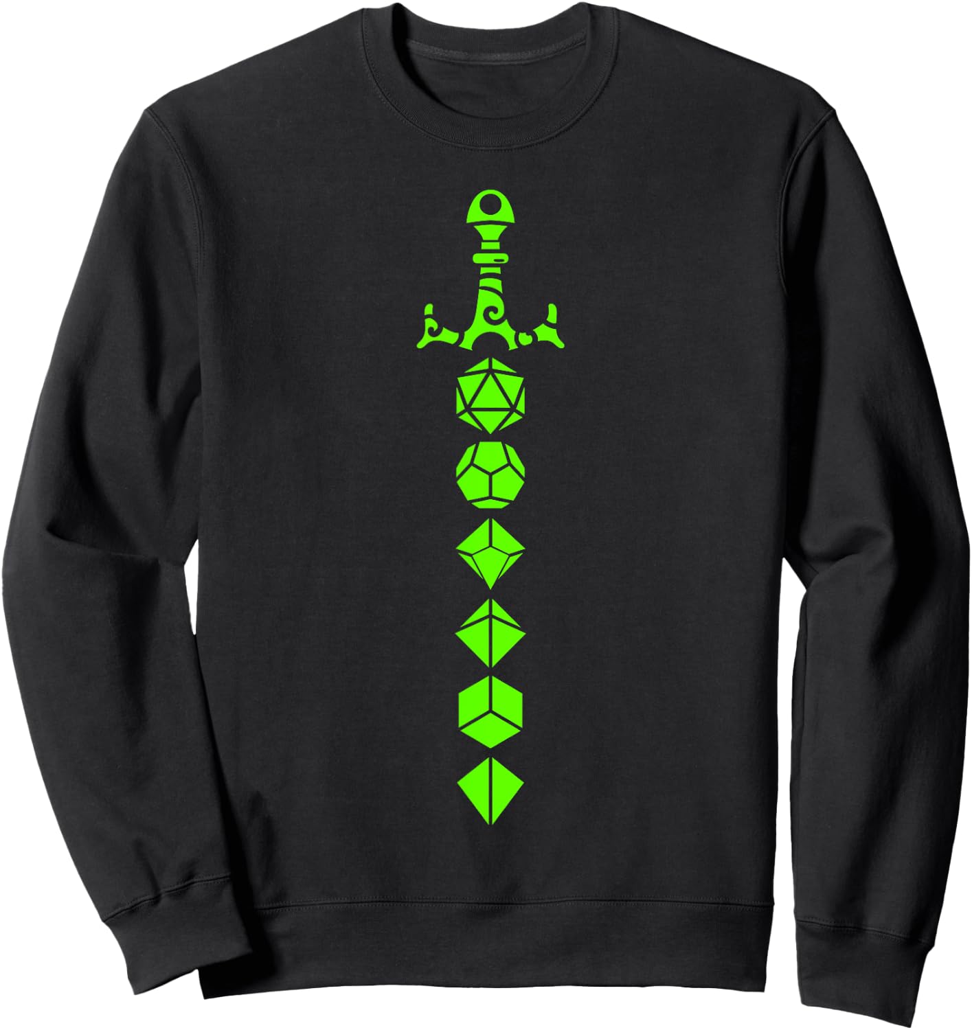 Nerdy Polyhedral Dice Set Sword Geeky Minimalist D20 Sweatshirt - Sweatshirt | Black
