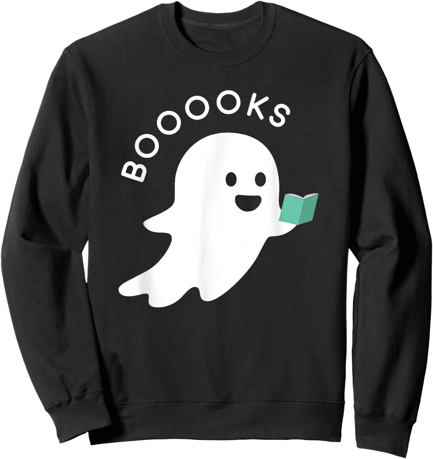 Booooks Ghost Reading Books Halloween Sweatshirt - Sweatshirt | Black