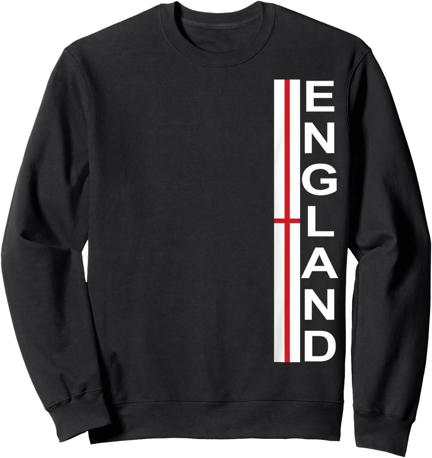 England Vertical Text and English Flag Sweatshirt - Sweatshirt | Black