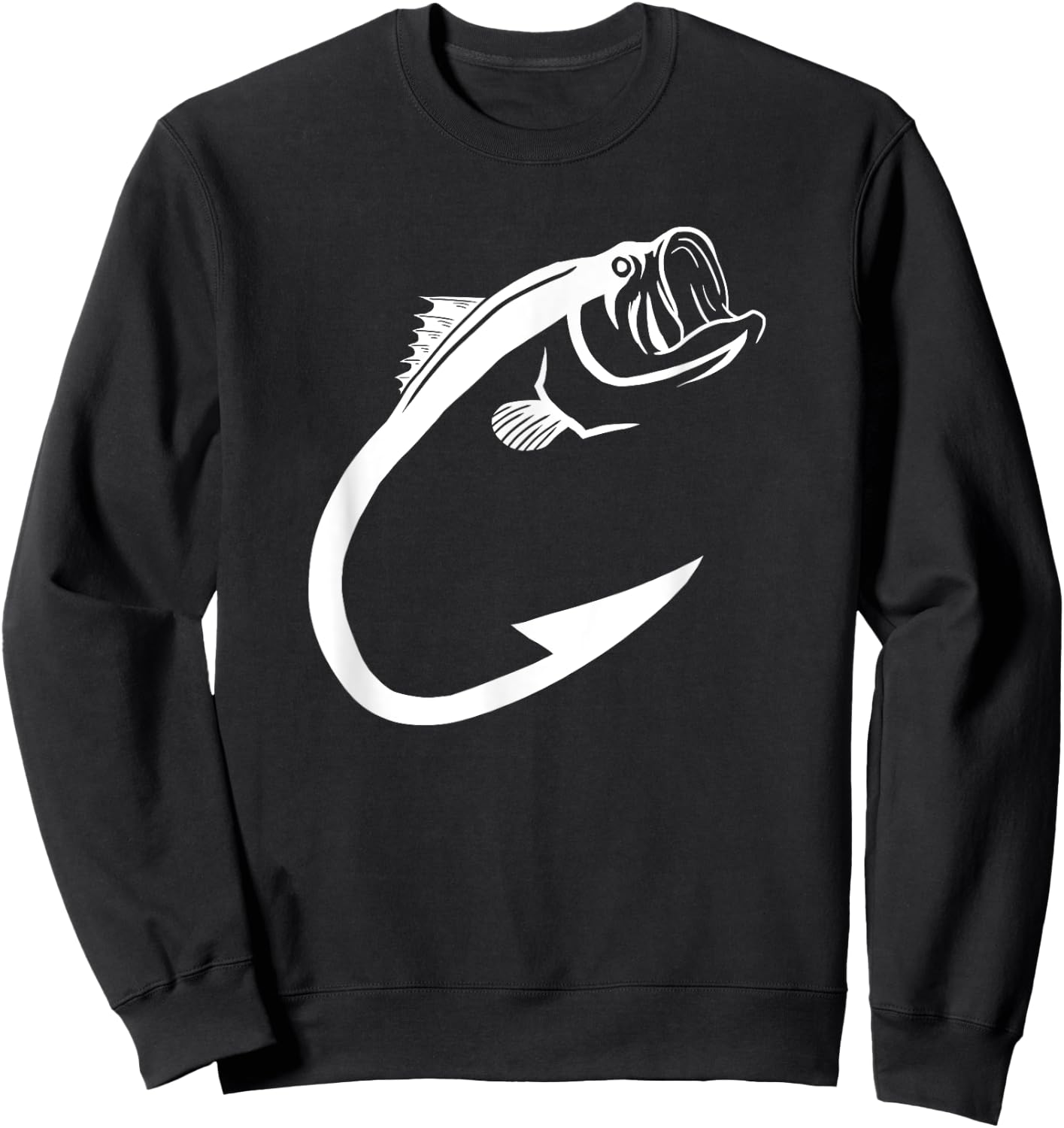 Fish Hook Minimal Art Cool Fishing Lover Art Lover Gift Sweatshirt - Sweatshirt | Black