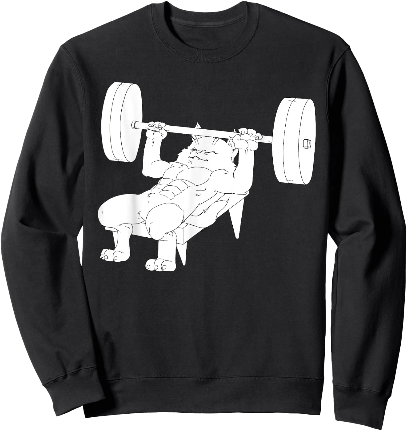 Cat Bench Press Powerlifting Women Sweatshirt - Sweatshirt | Black