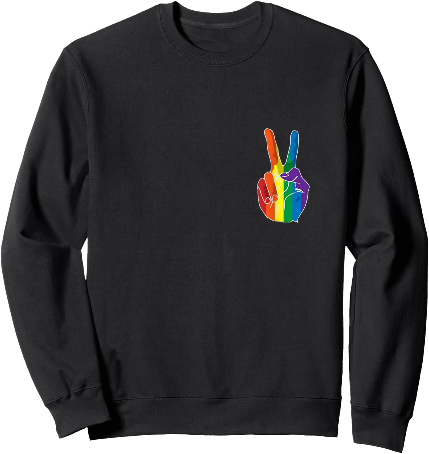 Pride Peace Sign Rainbow Sweatshirt - Sweatshirt | Black