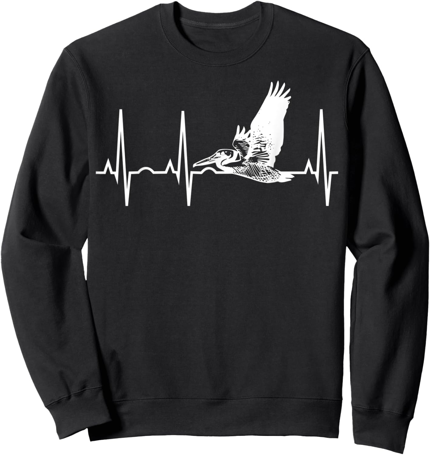 Pelican Heartbeat Shirt - Best Pelican for Birders Sweatshirt - Sweatshirt | Black