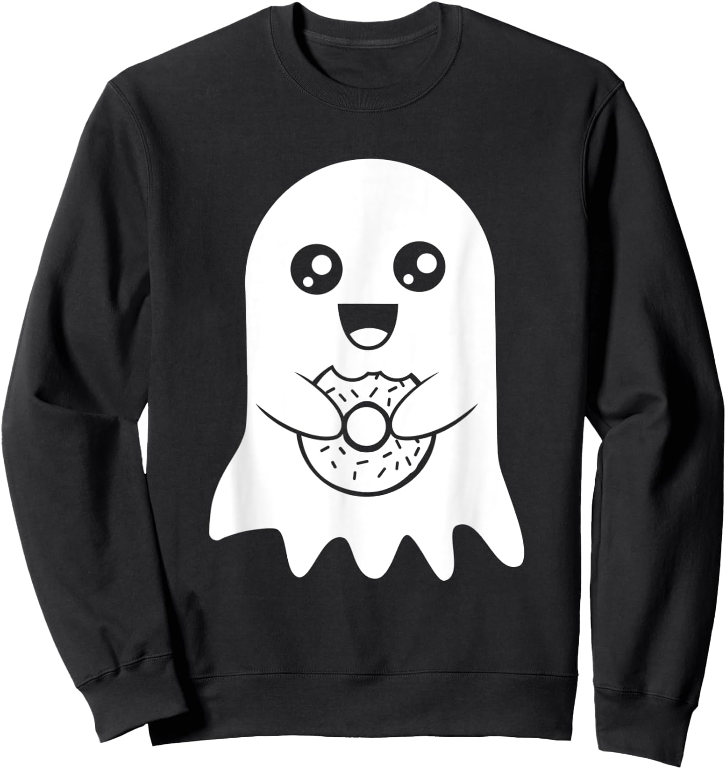 Cute Ghost Funny Donut Halloween Costume Boys Girls Gift Sweatshirt - Sweatshirt | Black