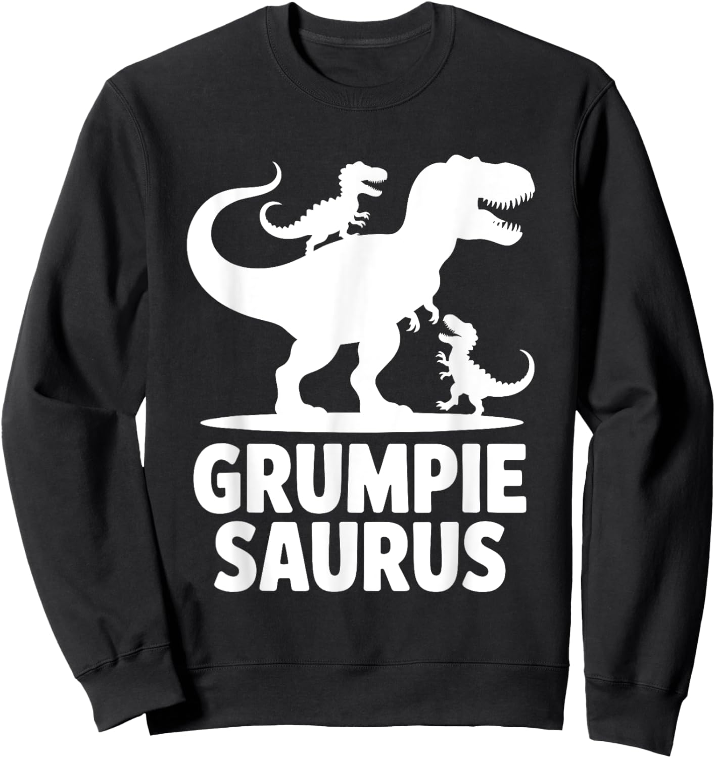 Grumpie Saurus Dinosaur Grandpa Of Two Grandkids Dino Family Sweatshirt - Sweatshirt | Black