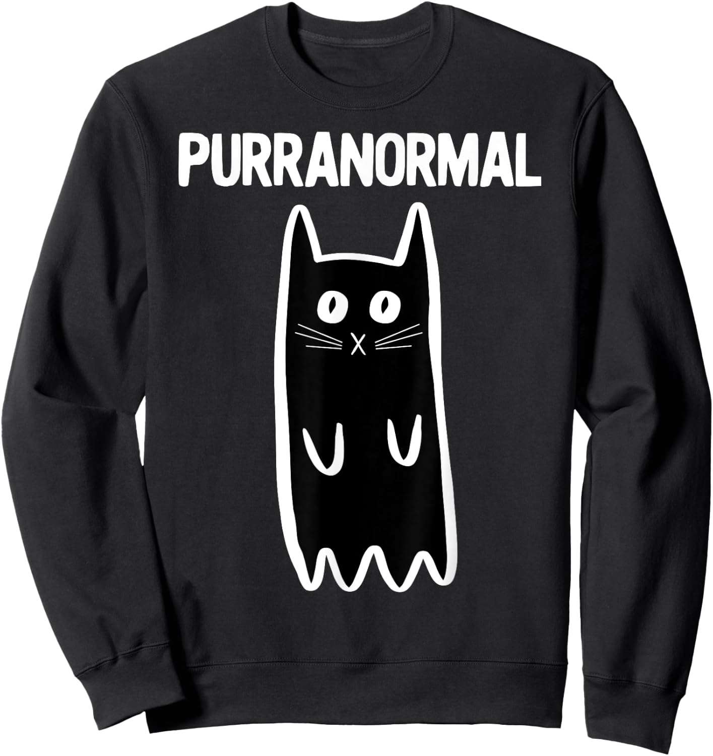 Purranormal Ghost Cat Shirt Paranormal Halloween Kitty Cat Sweatshirt - Sweatshirt | Black
