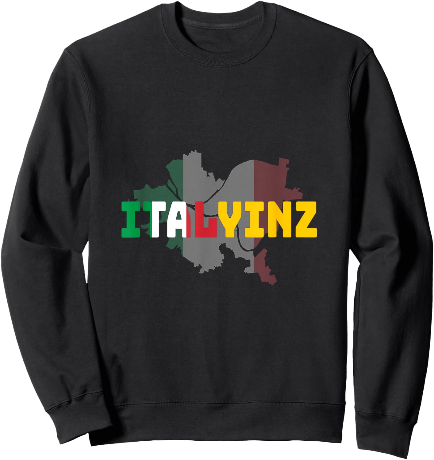 ITALYINZ Pittsburgh Black and Gold Italian Flag Sweatshirt - Sweatshirt | Black