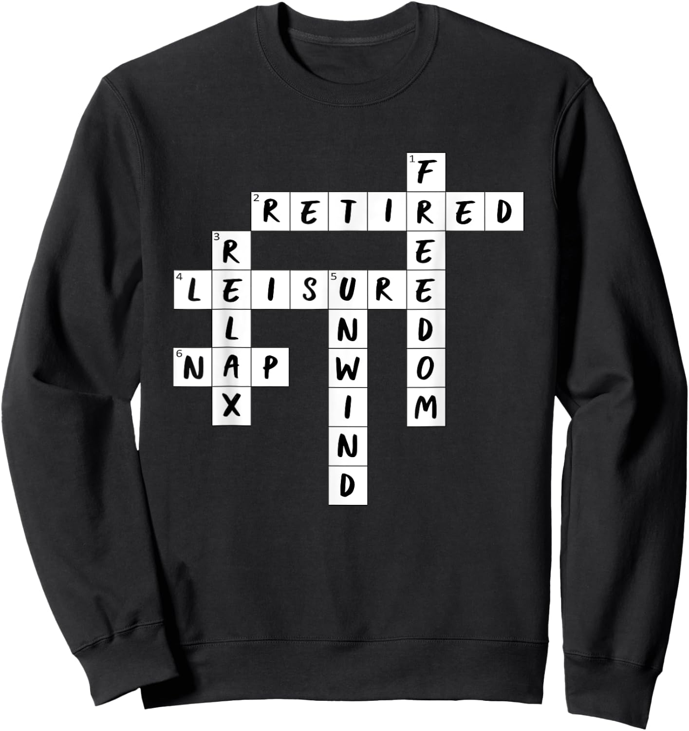 Retirement Crossword Puzzle Sweatshirt - Sweatshirt | Black