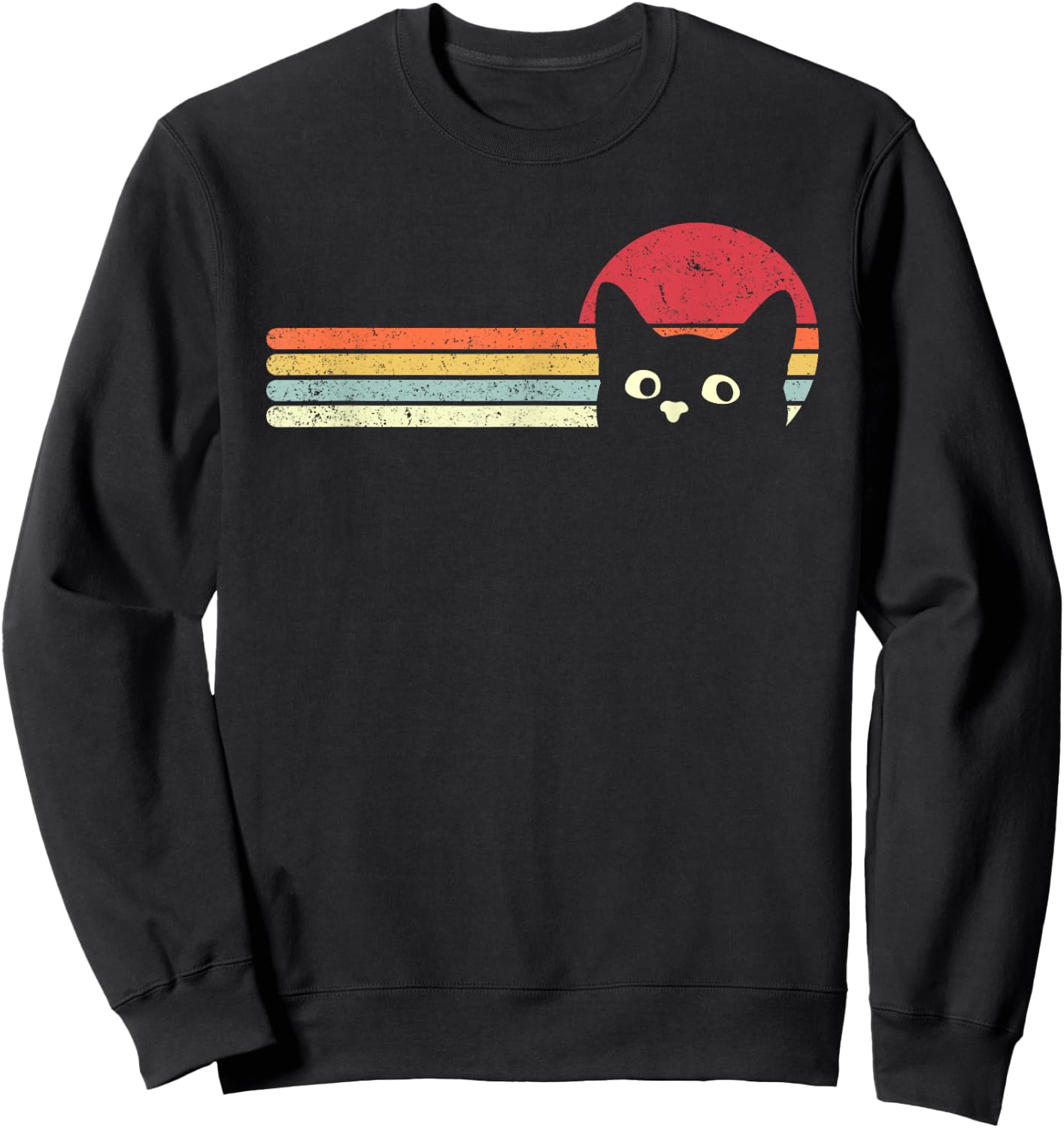 Cat Shirt. Retro Style Sweatshirt - Sweatshirt | Black