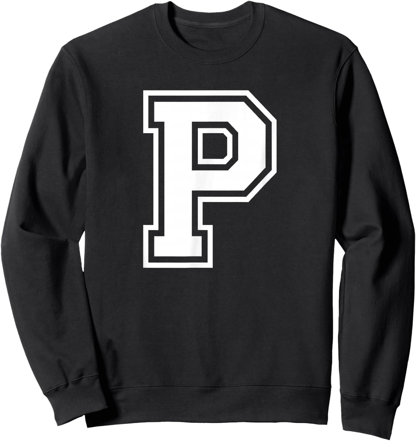 Letter P Name Initial Varsity Alphabet Monogram Sweatshirt - Sweatshirt | Black