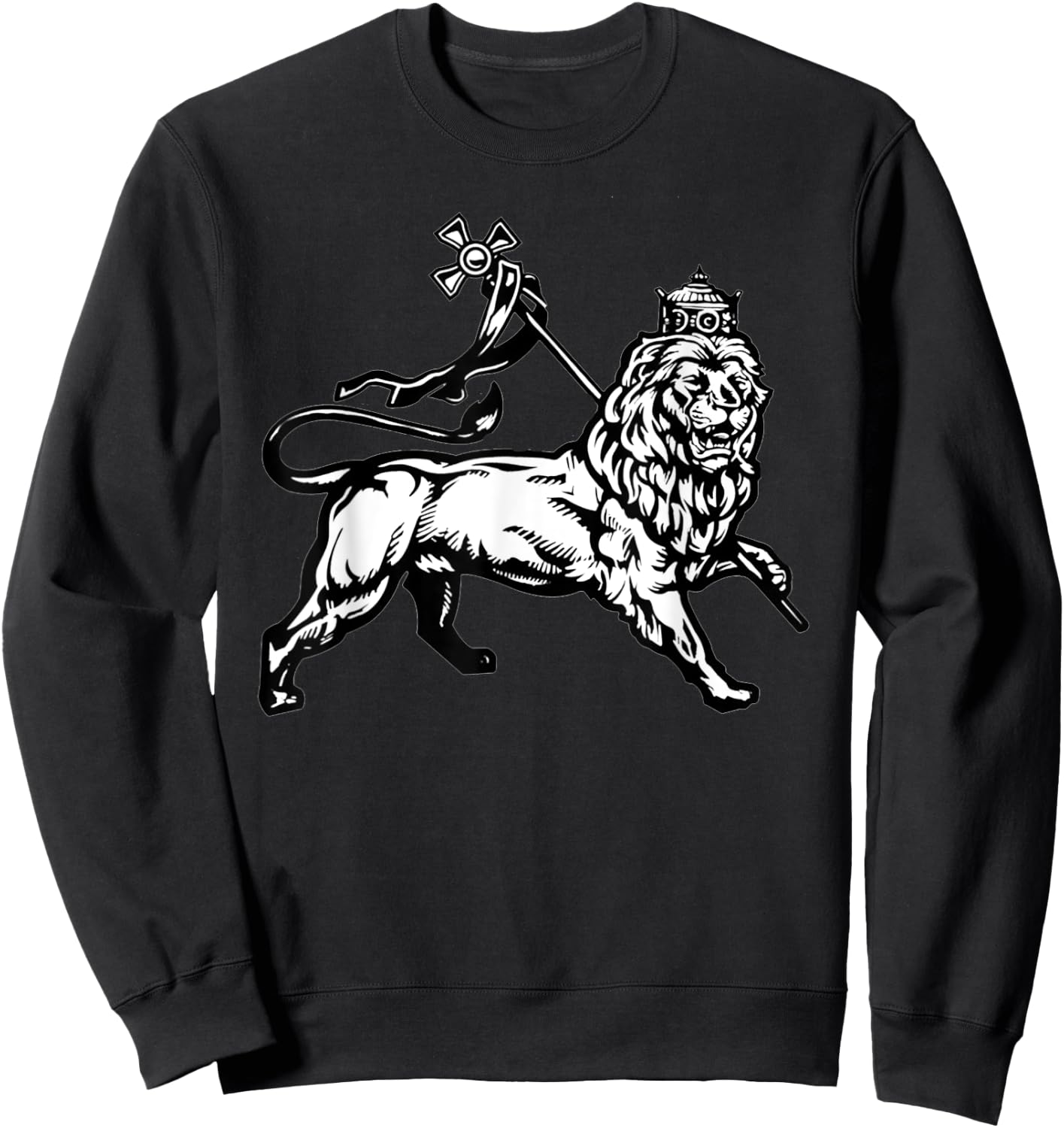 Ethiopian Rasta gift Lion of Judah With Ethiopian Cross Sweatshirt - Sweatshirt | Black