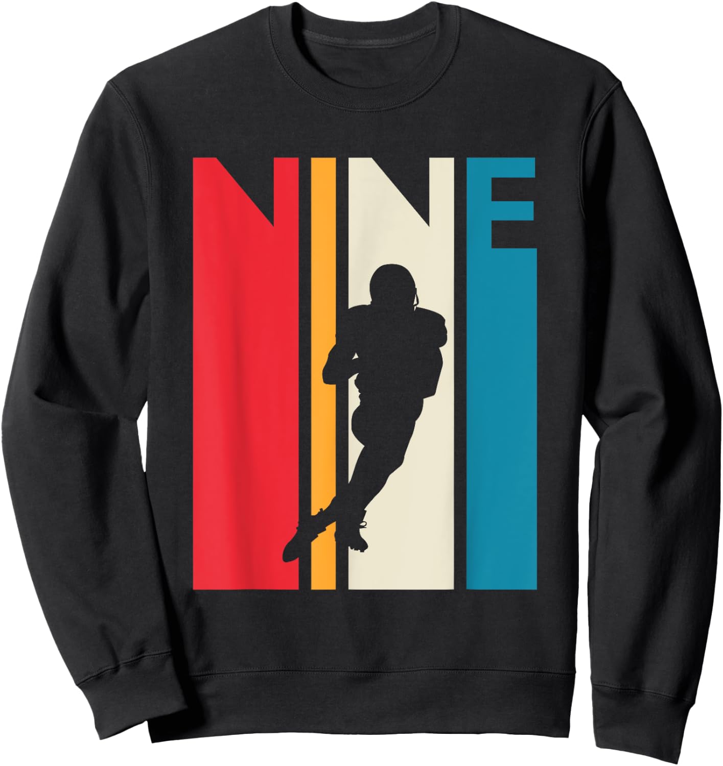 9th Birthday Gift Nine Vintage Football Birthday 9 Year Old Sweatshirt - Sweatshirt | Black