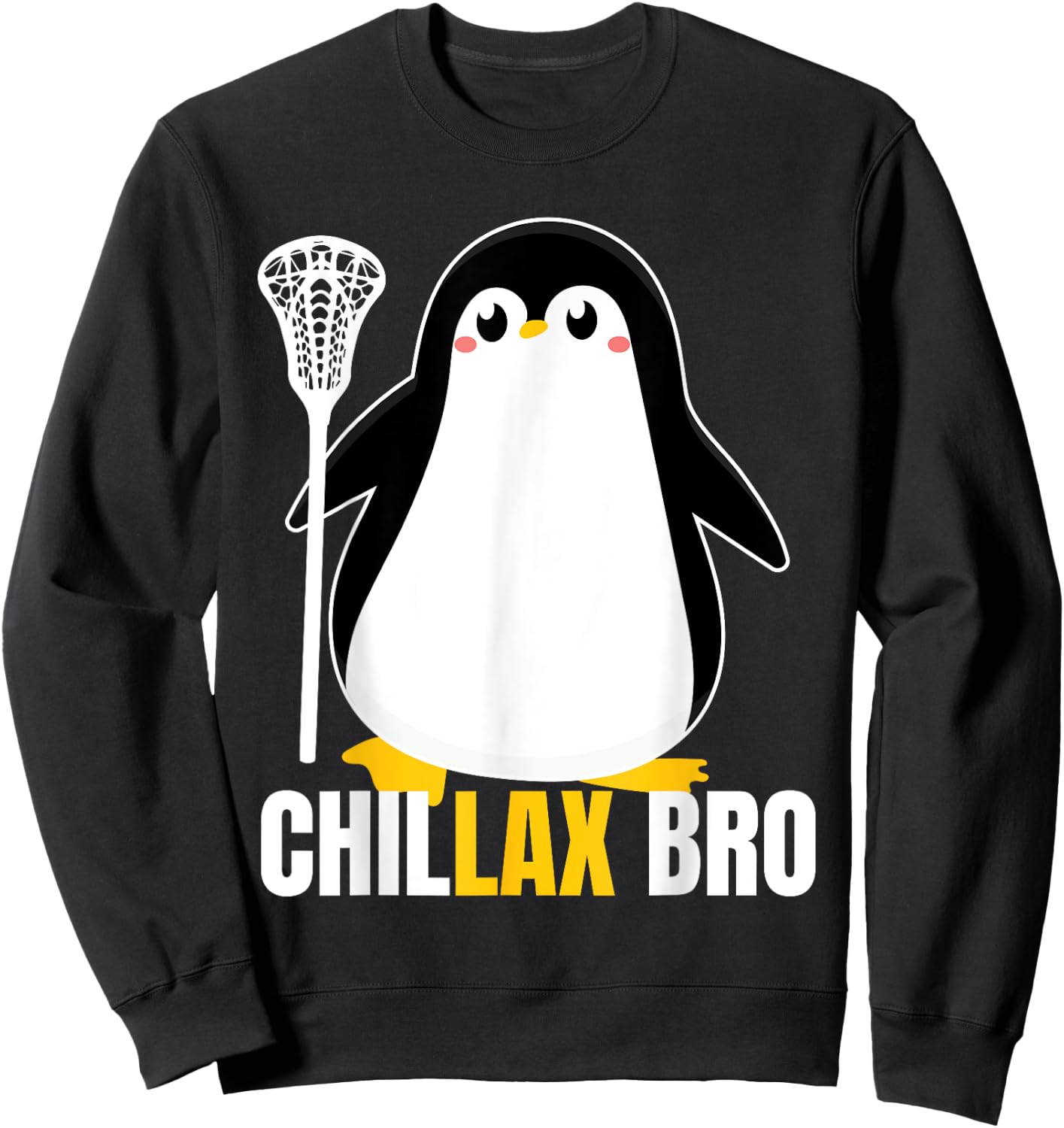 Lacrosse Penguin Funny LaX Team Lacrosse Christmas Pj Sweatshirt - Sweatshirt | Black