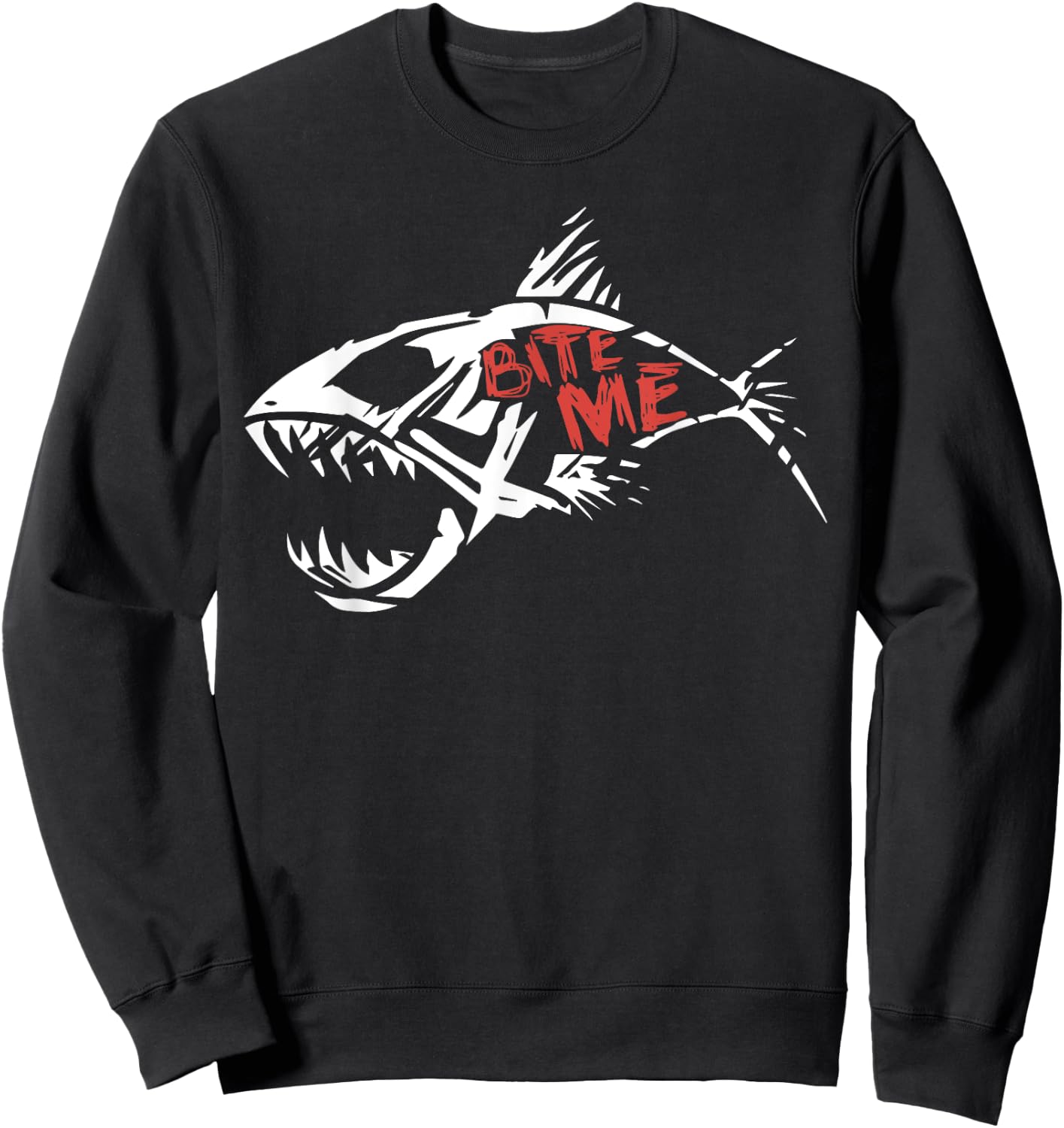 Bite Me Shirt Shark Funny Fishing Sweatshirt - Sweatshirt | Black