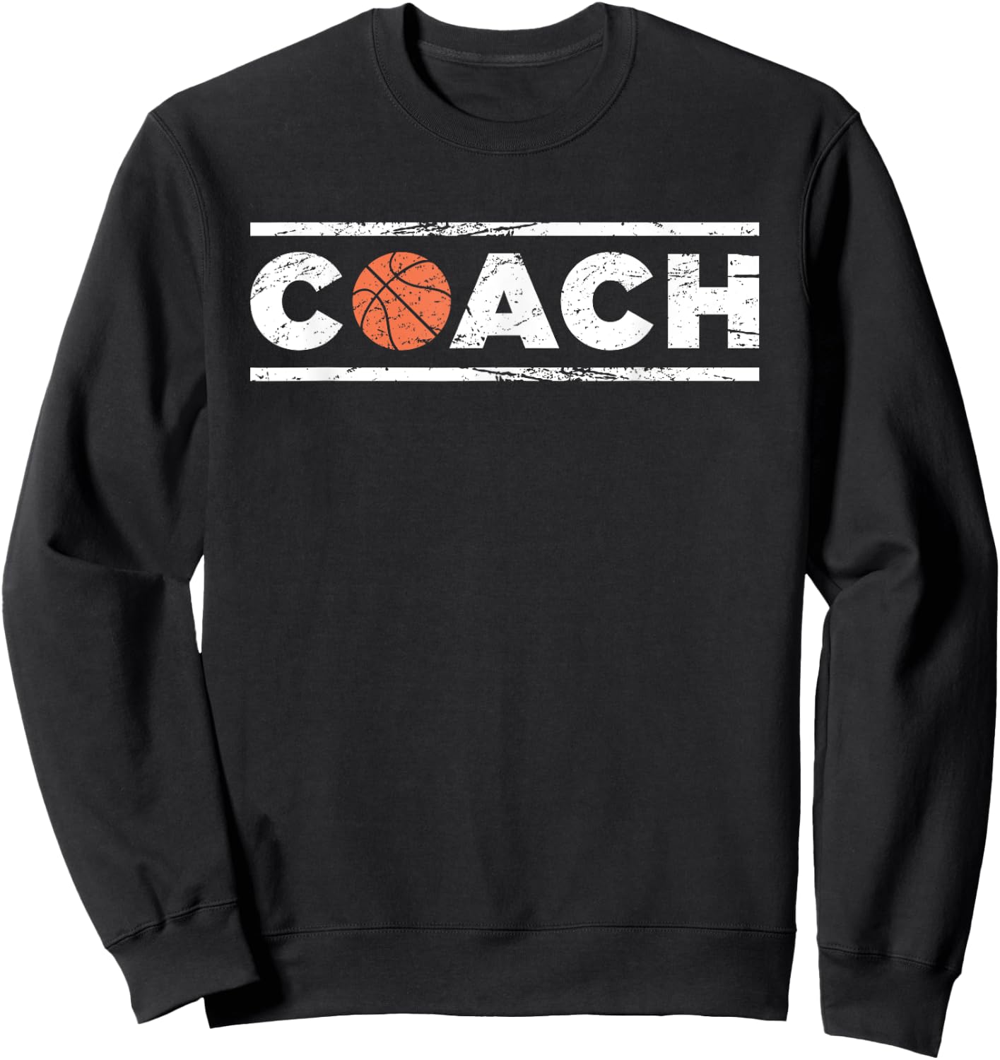 Distressed Basketball Coach Sweatshirt - Sweatshirt | Black
