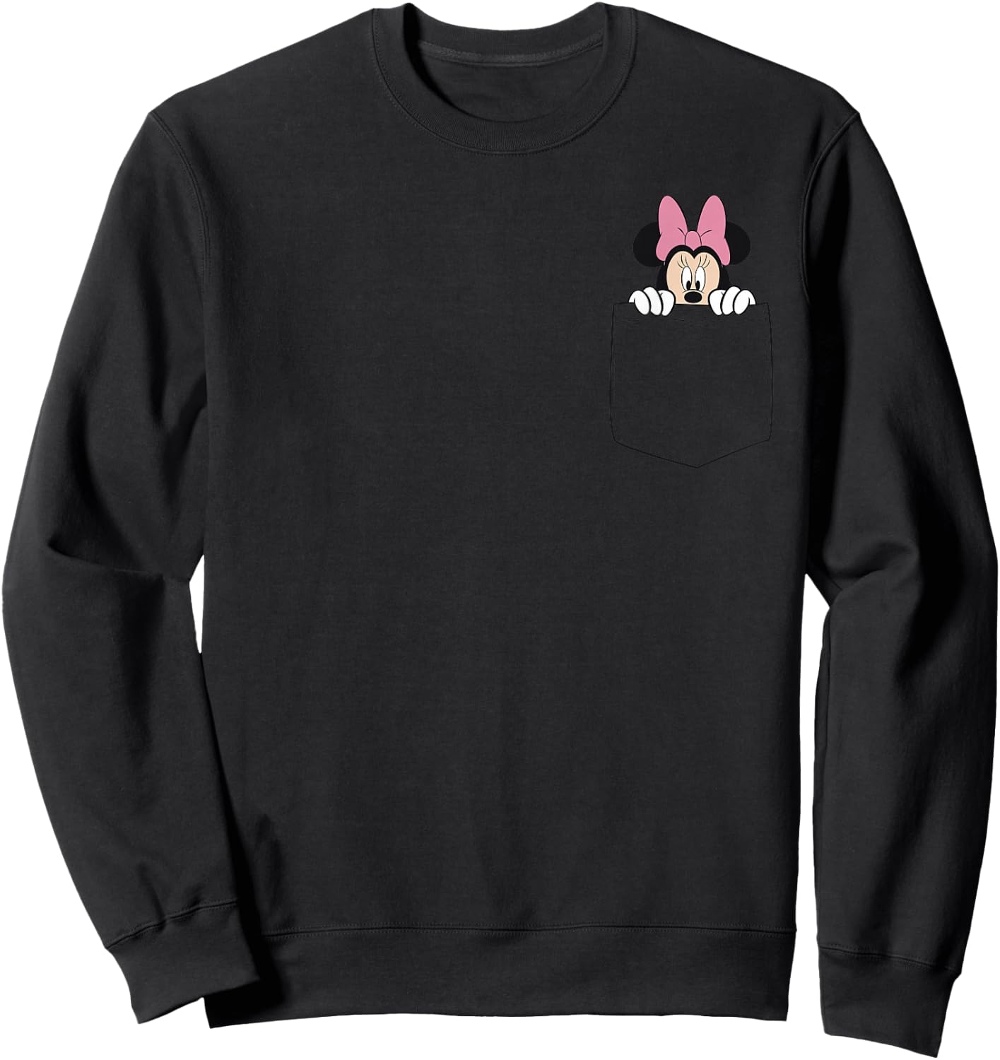Black Disney Minnie Mouse Classic Fit - , Short Sleeve, Casual Polyester & Cotton Sweatshirt - Sweatshirt | Black