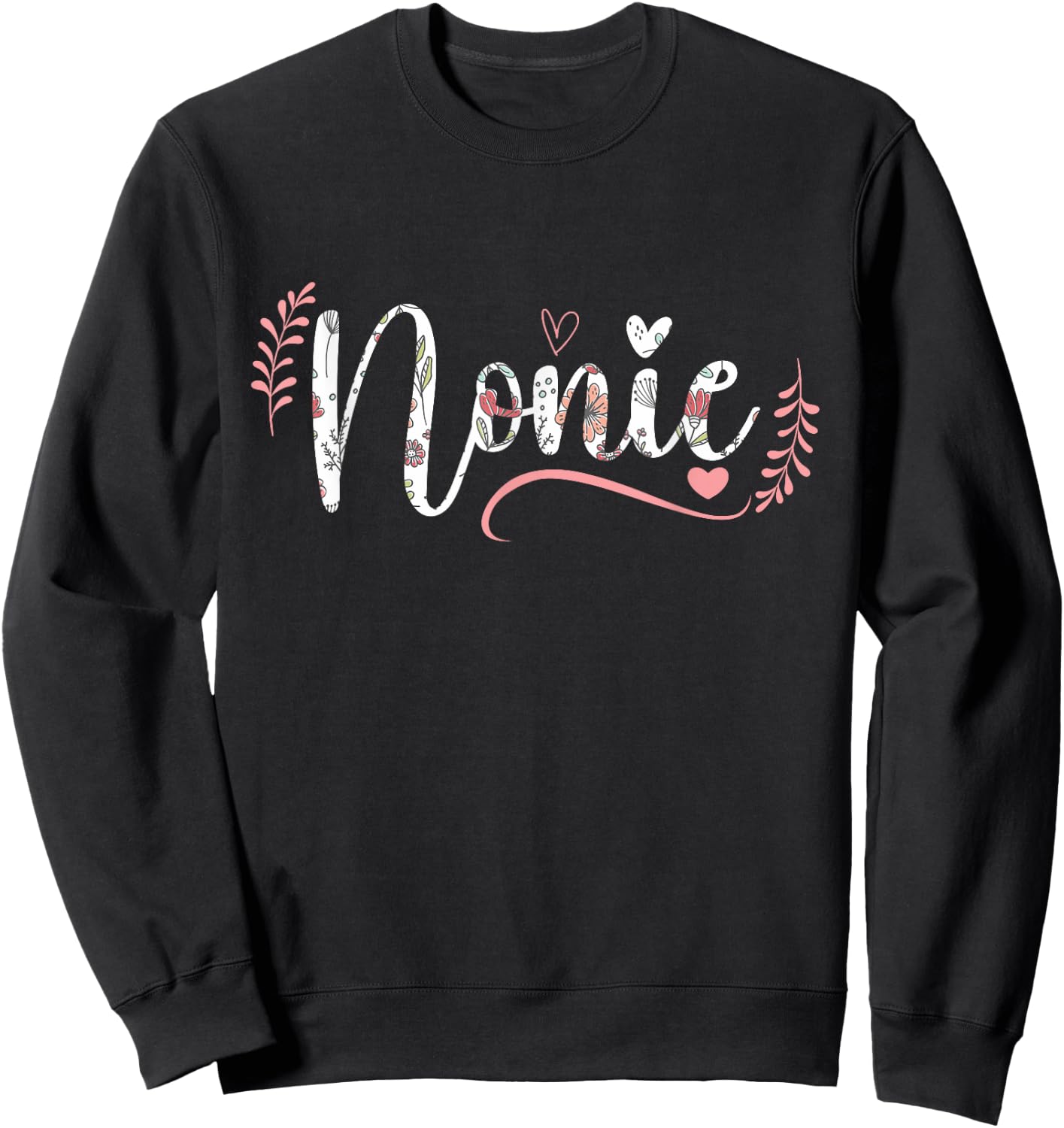 Nonie Floral Grandma Christmas Mother's Day Grandparents Sweatshirt - Sweatshirt | Black