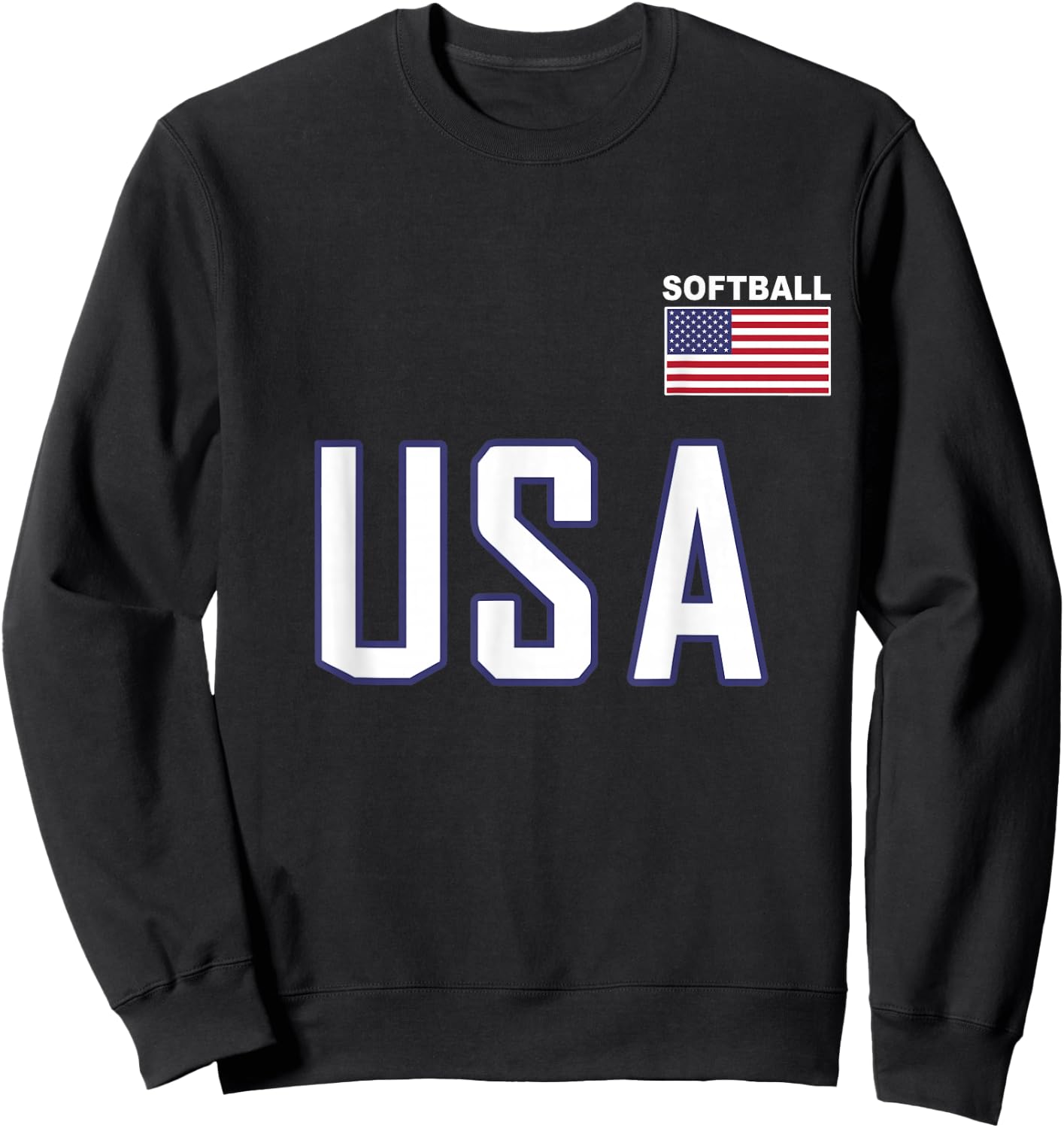 USA Flag Softball Pocket Team Jersey Gift Top Sweatshirt - Sweatshirt | Black