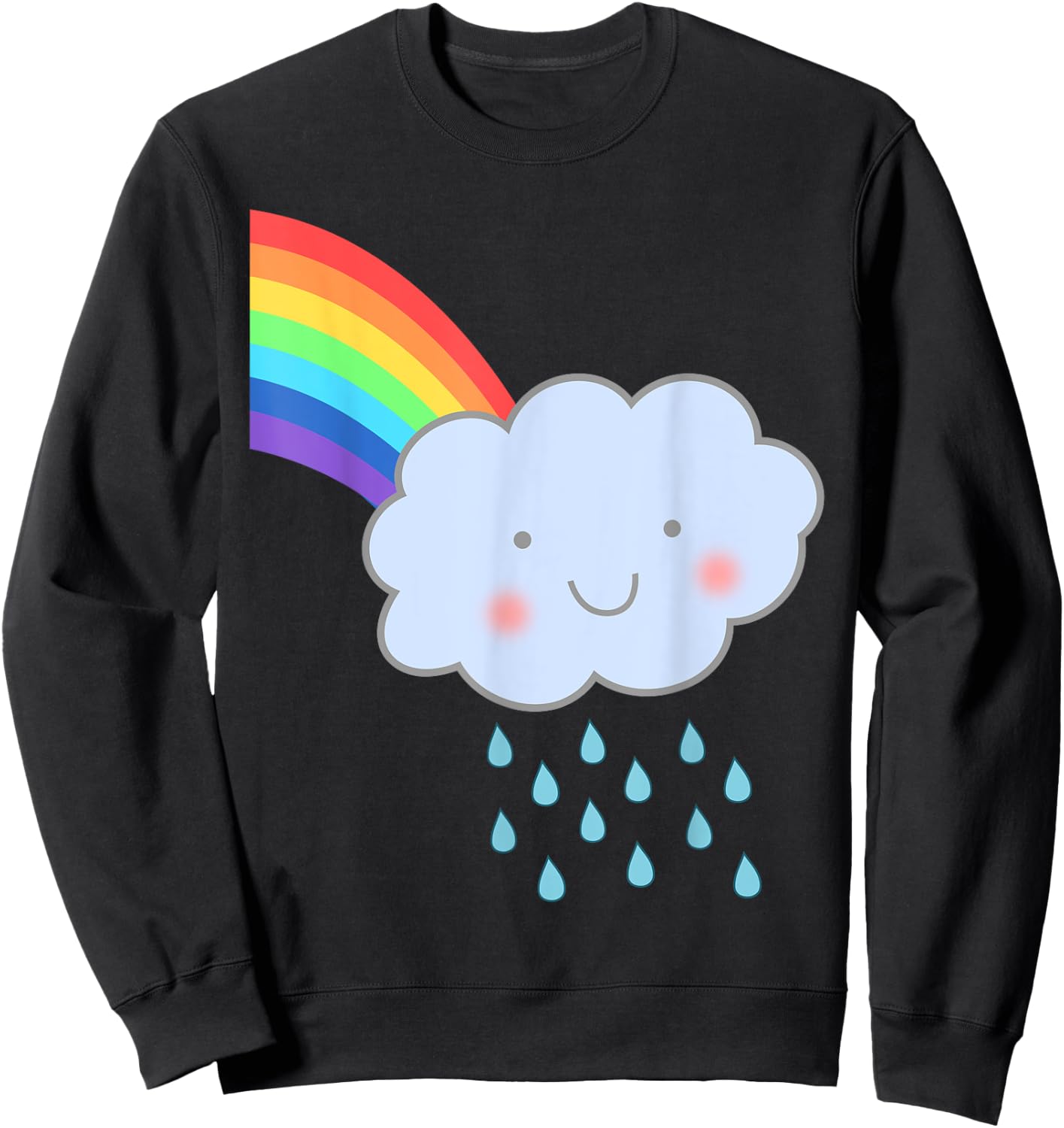 Cute Happy Rain Cloud Rainbow Kids Sweatshirt - Sweatshirt | Black