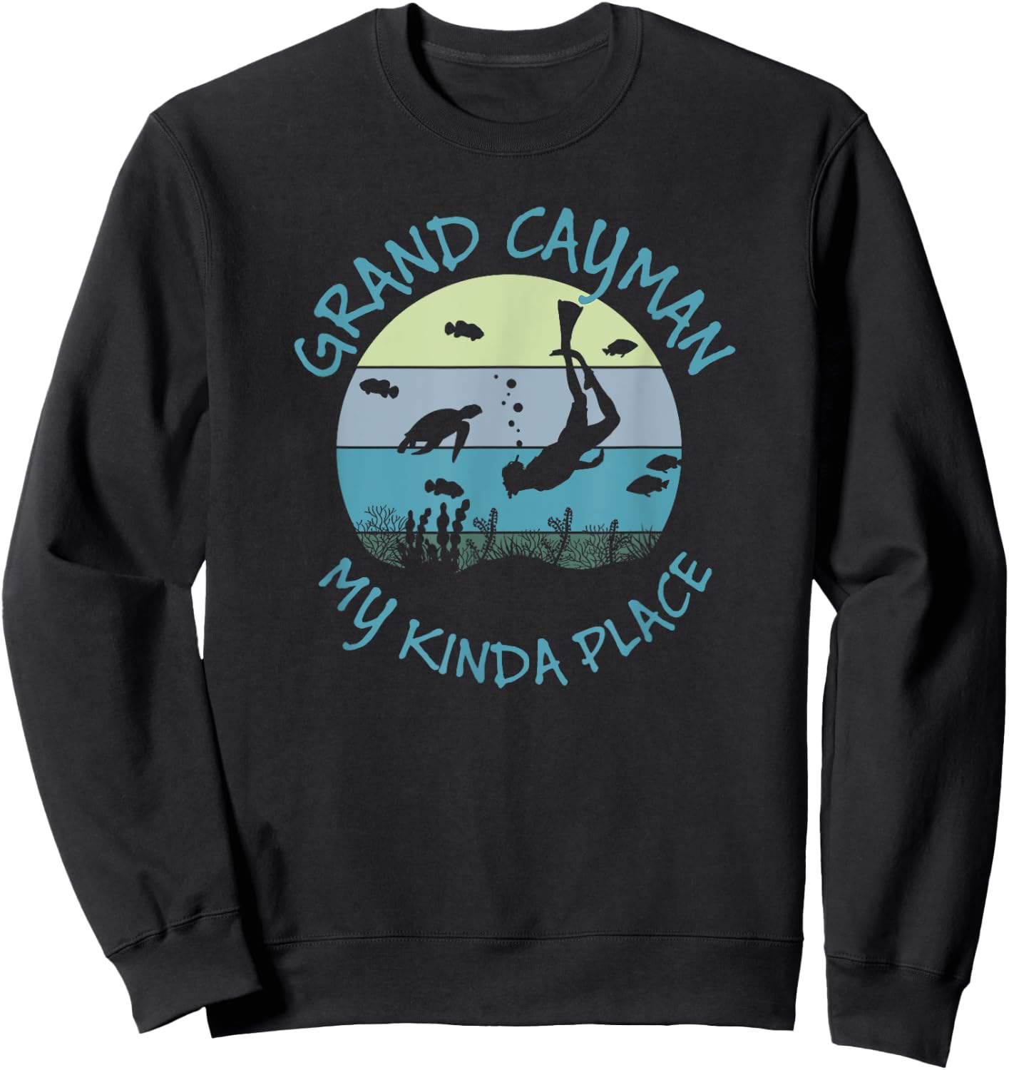 Grand Cayman Vintage Summer Vacation Diving And Scuba Gift Sweatshirt - Sweatshirt | Black