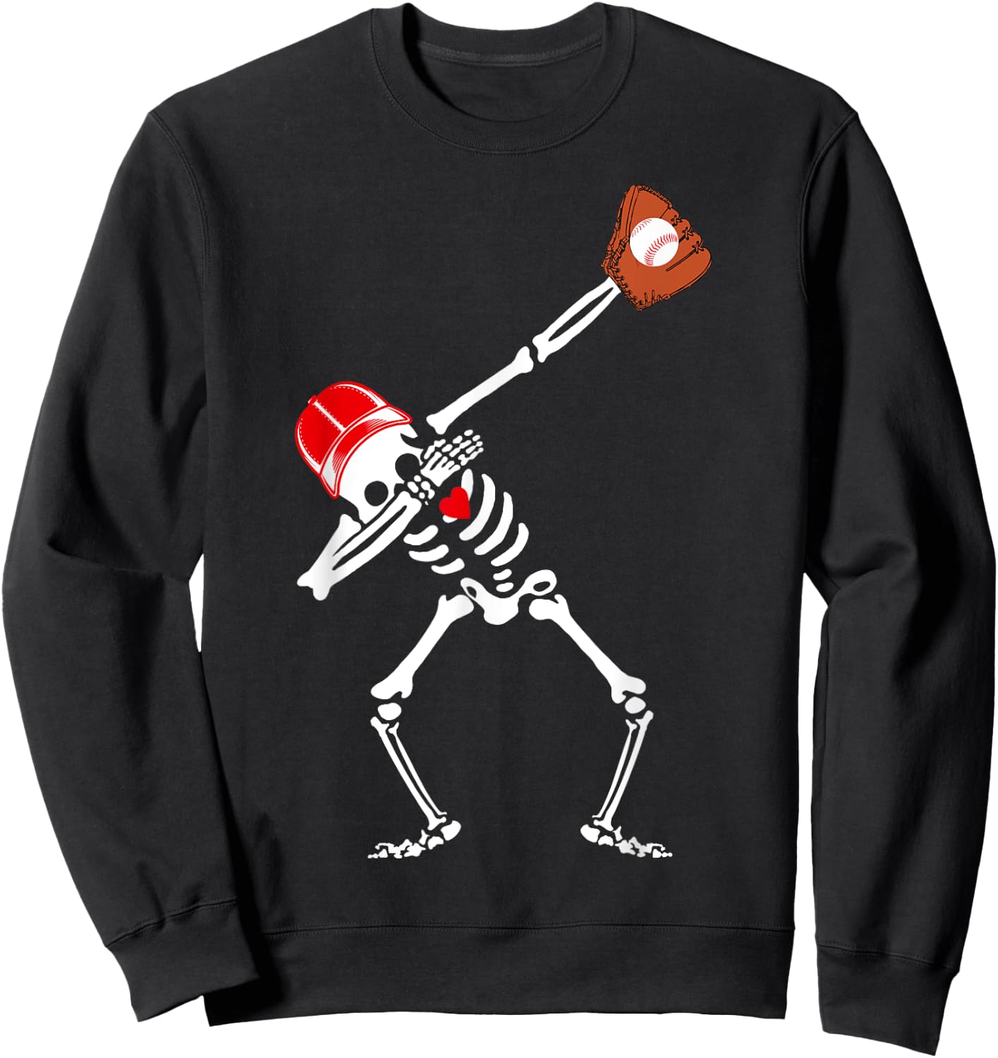 Dabbing Skeleton Baseball Halloween Boys Kids Men Funny Sweatshirt - Sweatshirt | Black