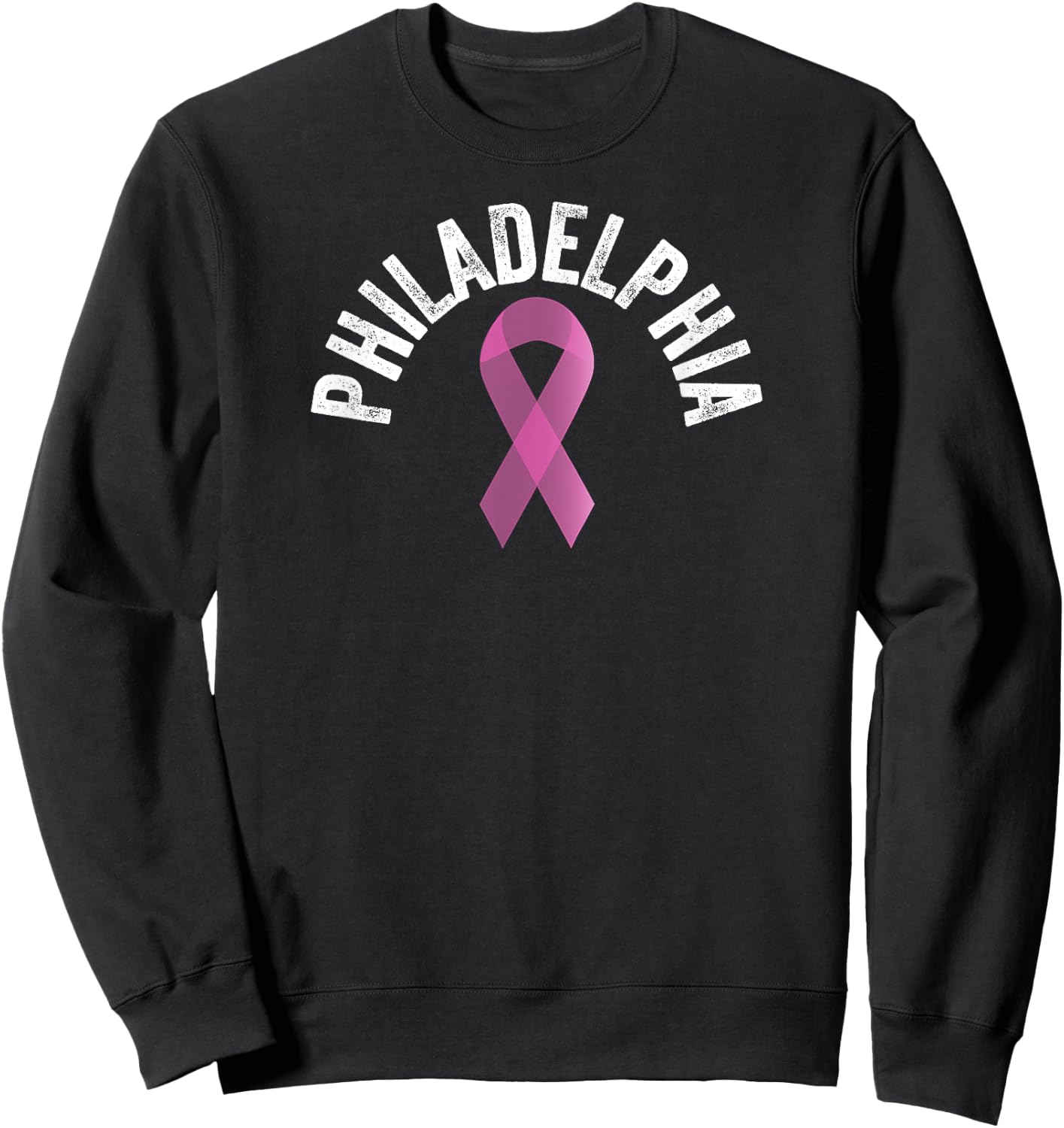 Philadelphia Pink | Pink Breast Cancer Awareness Pink Ribbon Sweatshirt - Sweatshirt | Black