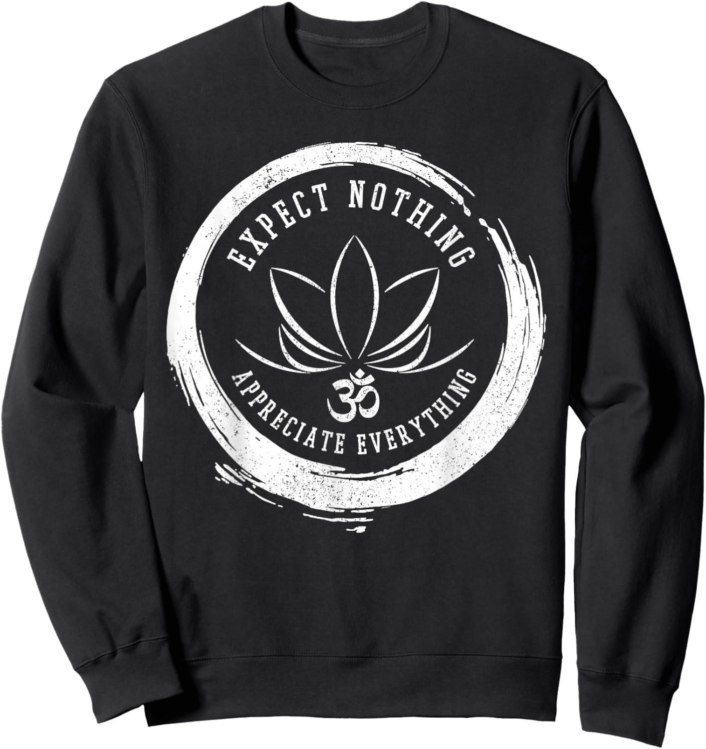 Buddhism Saying Lotus Flower Om Symbol Yoga Gift Sweatshirt - Sweatshirt | Black