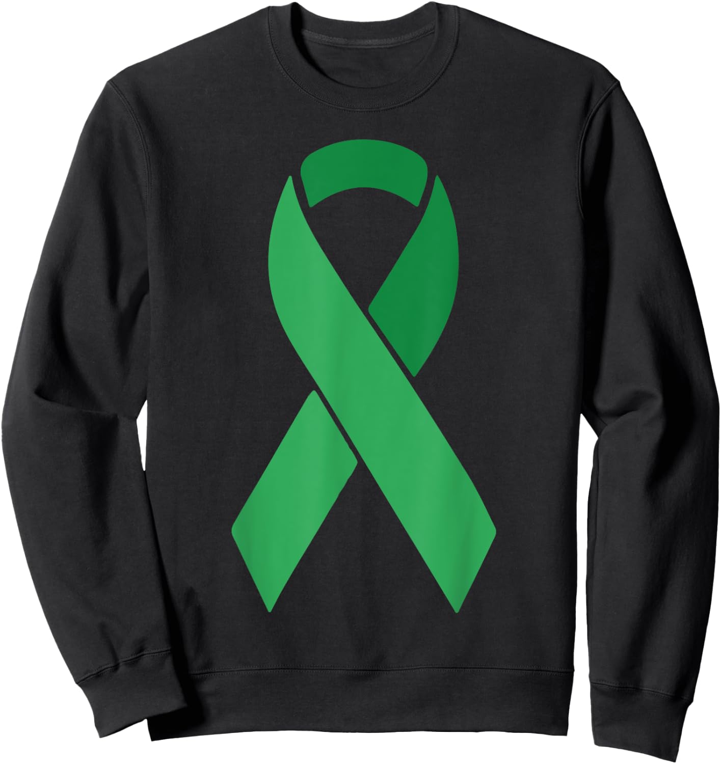 Green Ribbon Scoliosis Mental Health Awareness Sweatshirt - Sweatshirt | Black