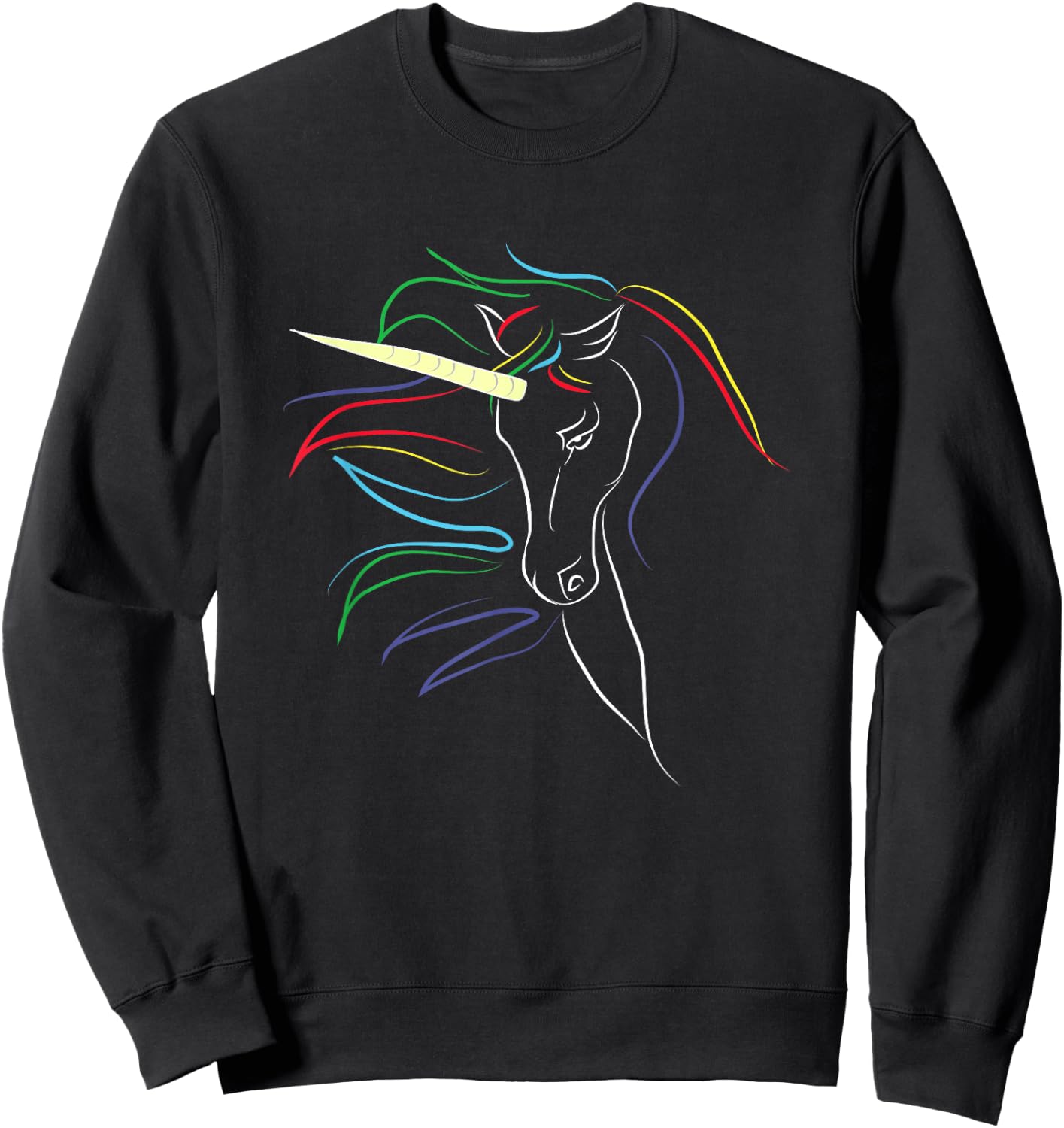 Colourful Fantasy Myth Adult Unicorn Sweatshirt - Sweatshirt | Black