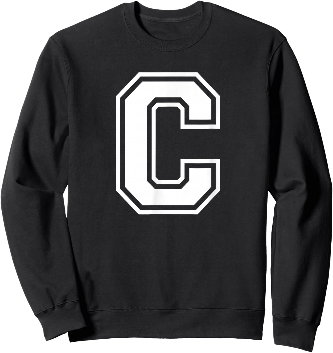 Letter C Name Initial Varsity Alphabet Monogram Sweatshirt - Sweatshirt | Black