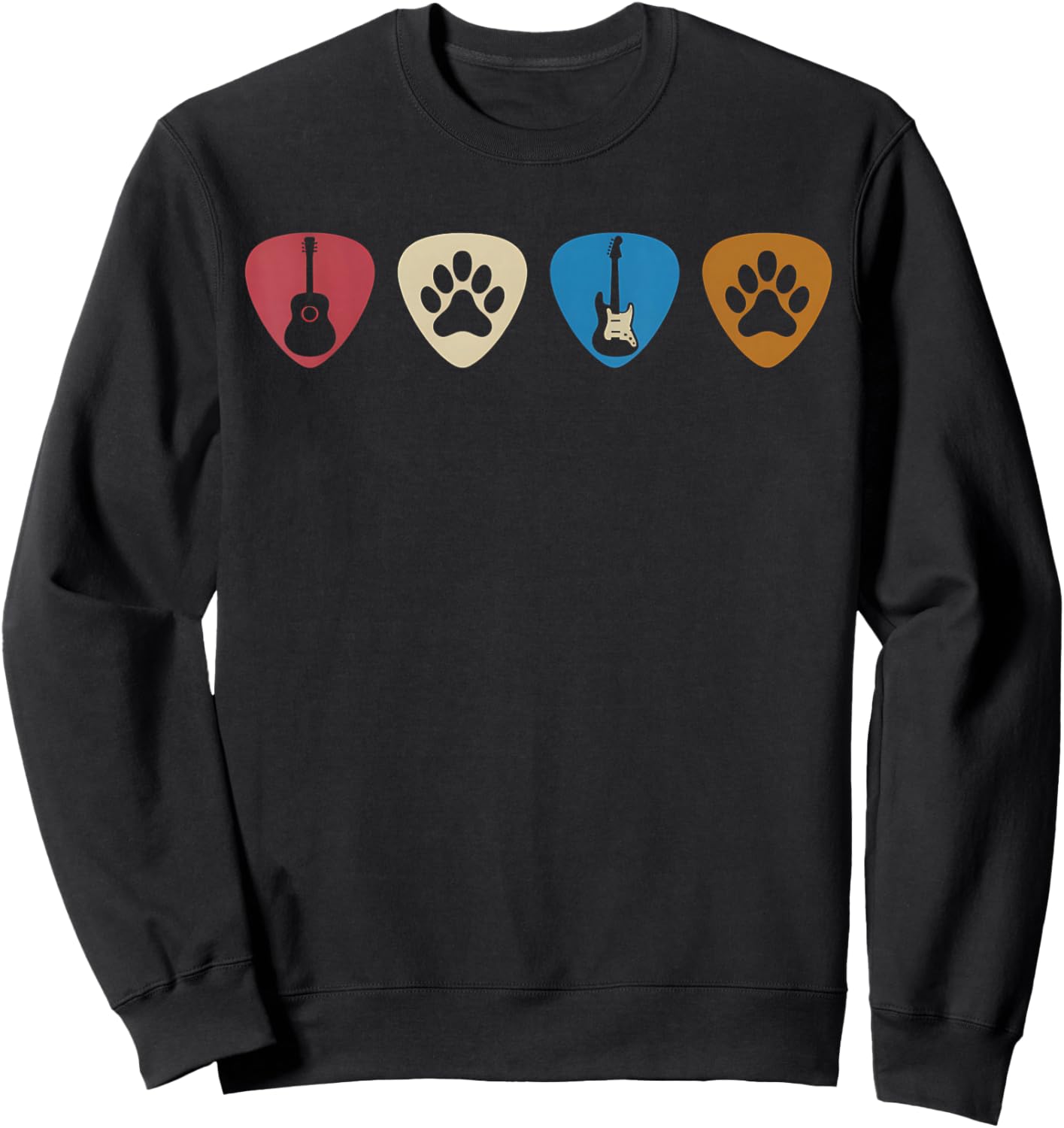 Vintage Dog And Guitar Pick Sweatshirt - Sweatshirt | Black