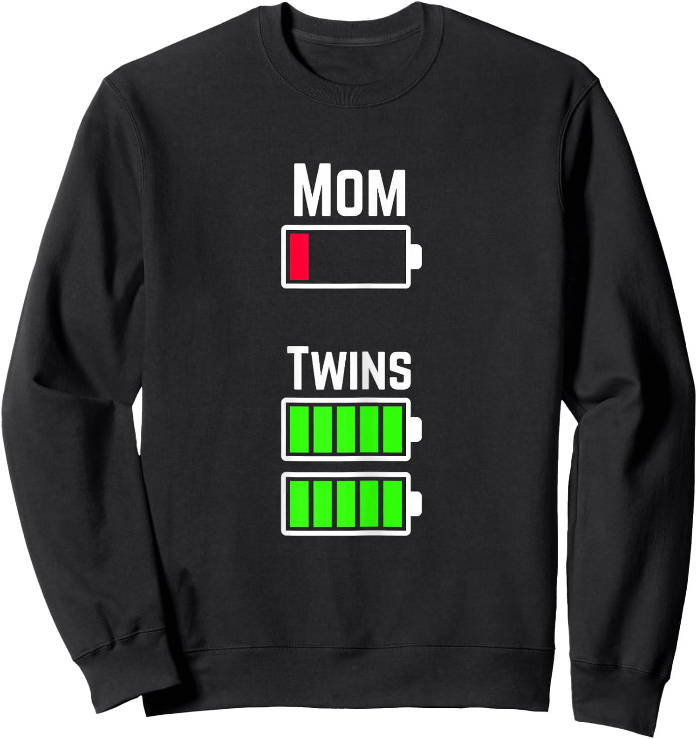 Tired Twin Mom Low Battery Charge Sweatshirt - Sweatshirt | Black