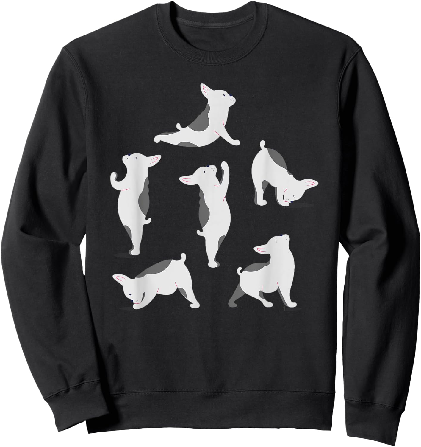 French Bulldog Yoga Poses Funny Cute Frenchie Dog Lover Men Women Girls Kids Sweatshirt - Sweatshirt | Black