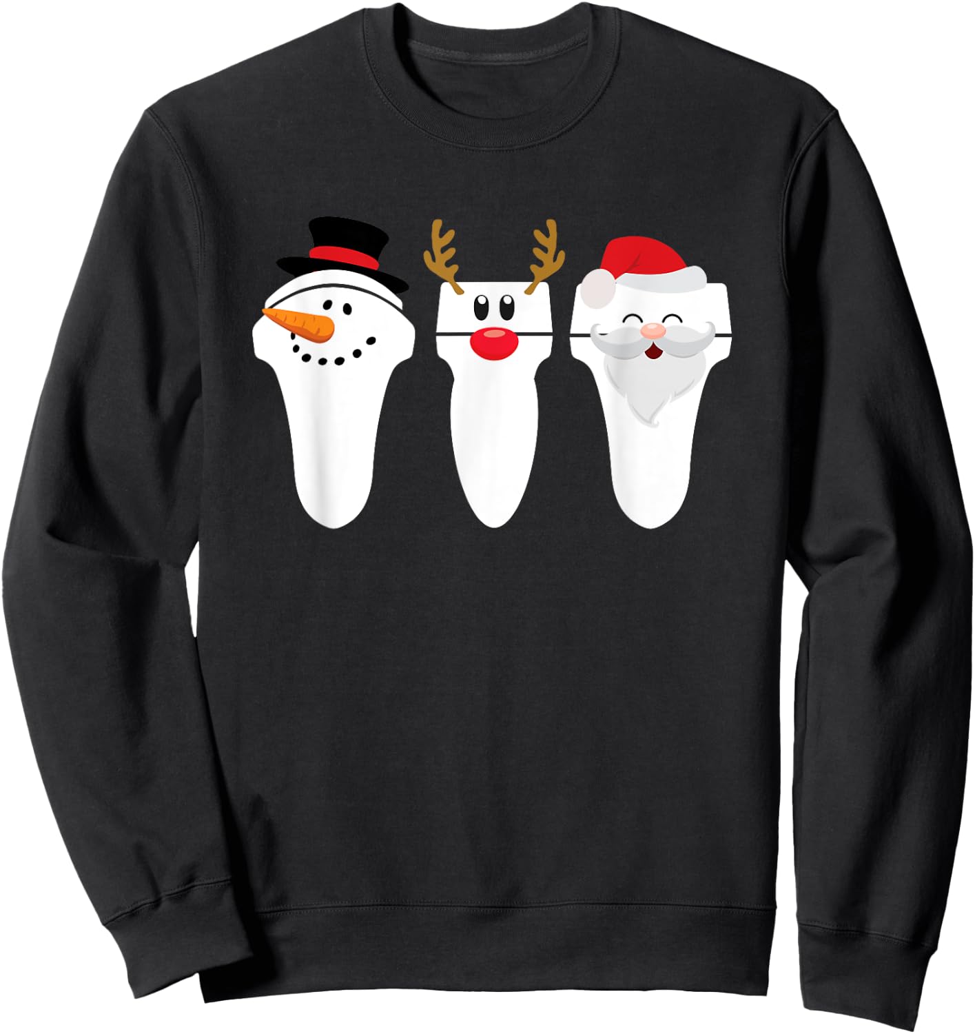 Sonograph Christmas Santa Snowman Reindeer Sweatshirt - Sweatshirt | Black