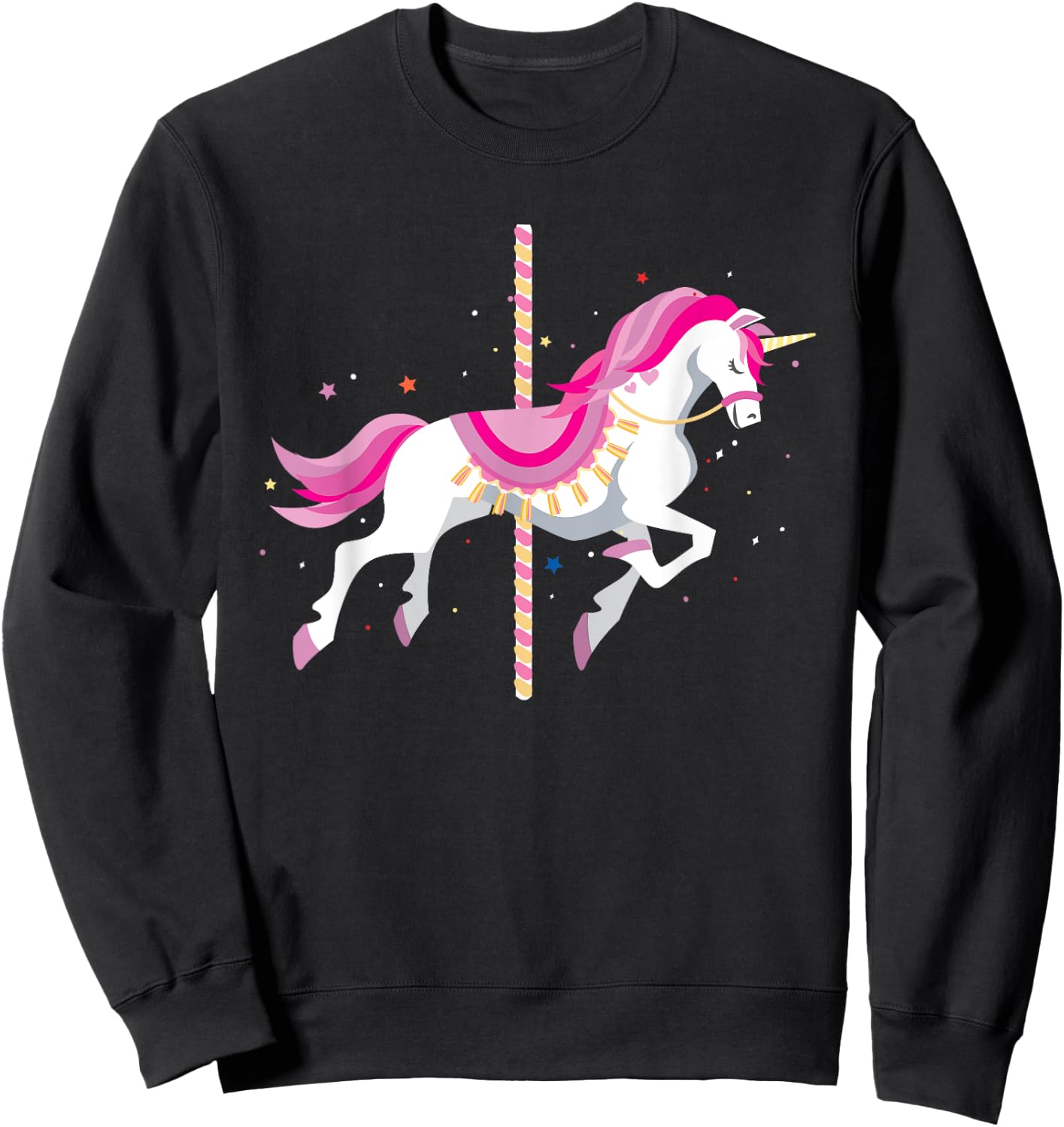 Kids Unicorn Carousel Ride Pretty Unicorns Amusement Park Sweatshirt - Sweatshirt | Black