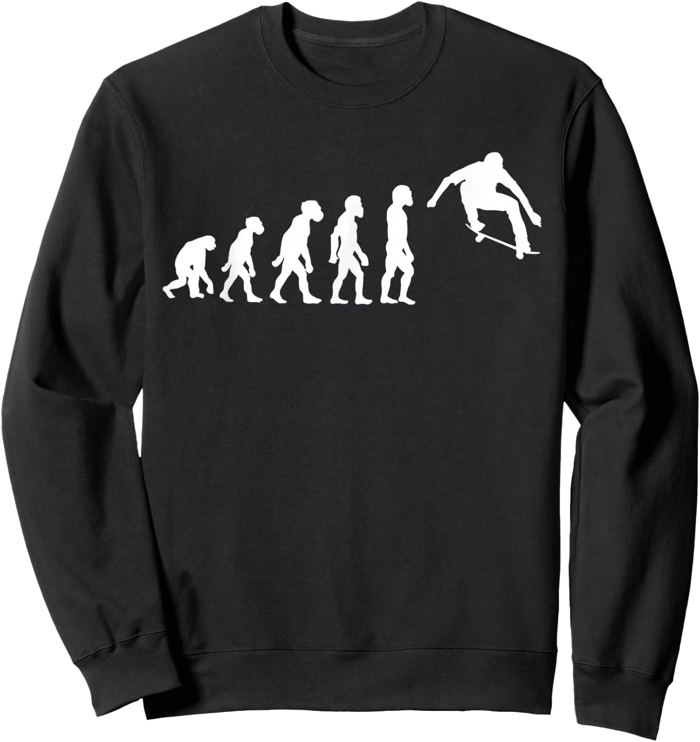 Funny Human Skateboarding Evolution Skater Skateboarder Sweatshirt - Sweatshirt | Black