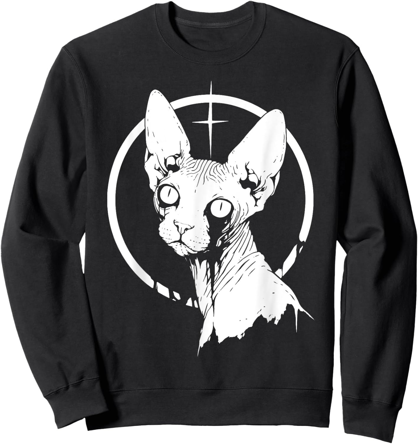 Black Metal Sphynx Cat | Goth Occult Grunge Horror Weirdcore Women Sweatshirt - Sweatshirt | Black