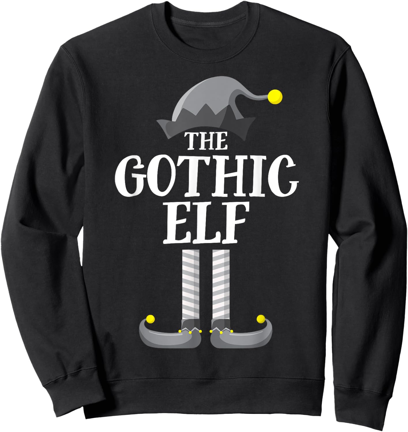Gothic Black Elf Matching Family Group Christmas Party PJ Sweatshirt - Sweatshirt | Black