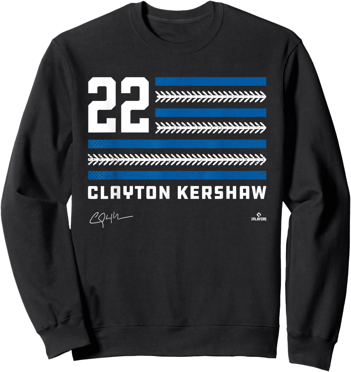 Flag Stripes Clayton Kershaw Los Angeles Baseball MLBPA Sweatshirt - Sweatshirt | Black