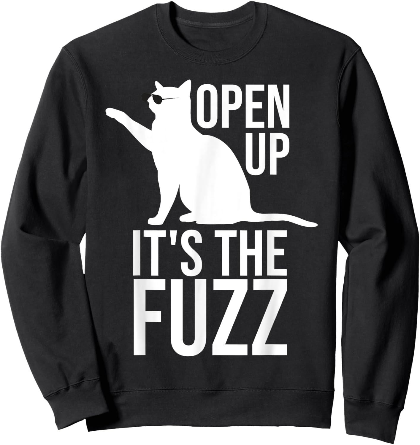 Funny Cat Shirt | The Fuzz Kitten Scratching Door Cat Pun Women Kids Sweatshirt - Sweatshirt | Black