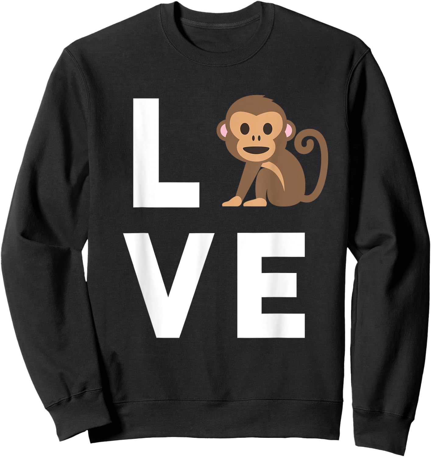 I Love Monkeys Funny Monkey Lover Kids Cute Monkey Sweatshirt - Sweatshirt | Black