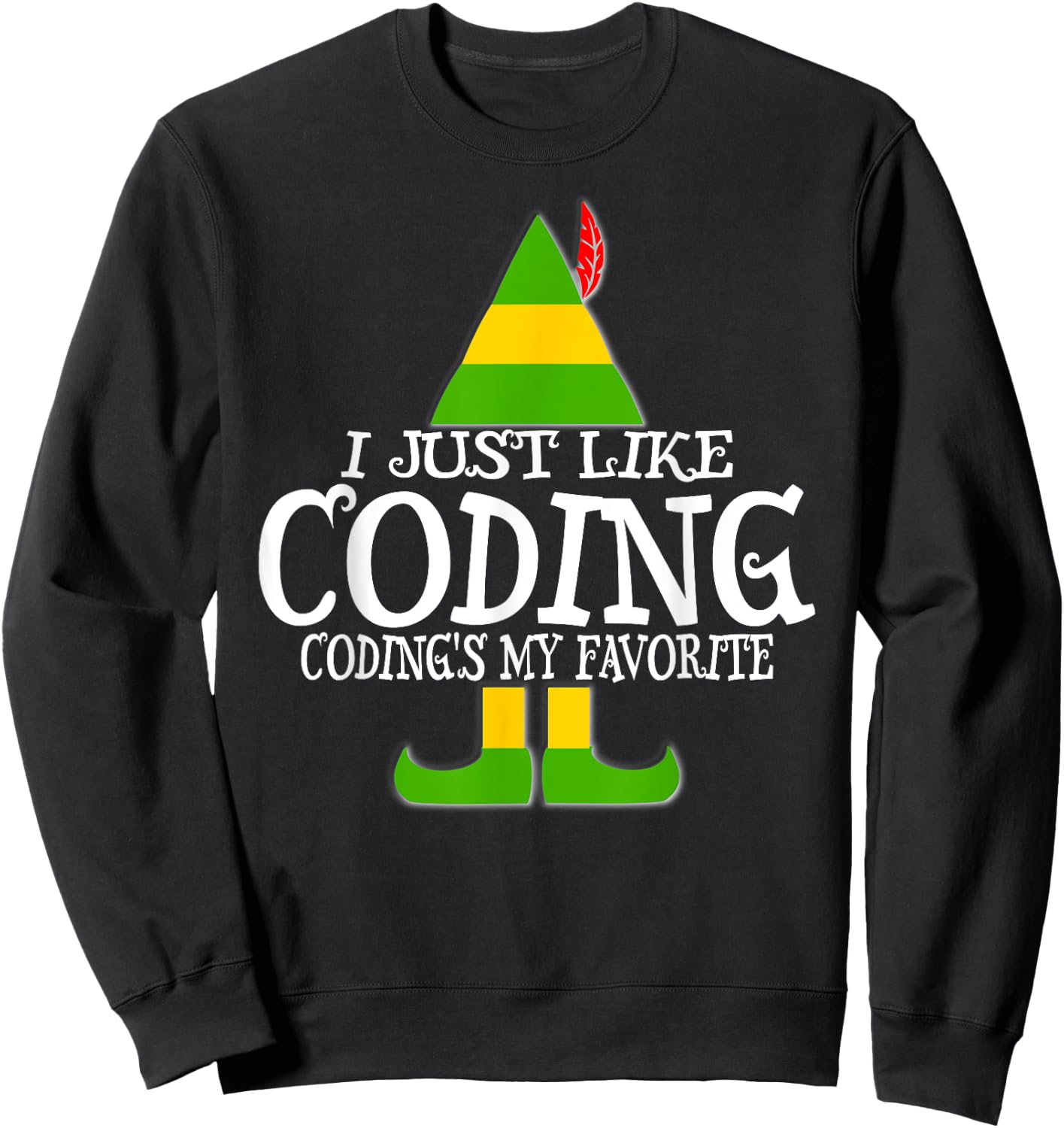 CODING ELF Christmas Computer Medical Coder Program Sweatshirt - Sweatshirt | Black