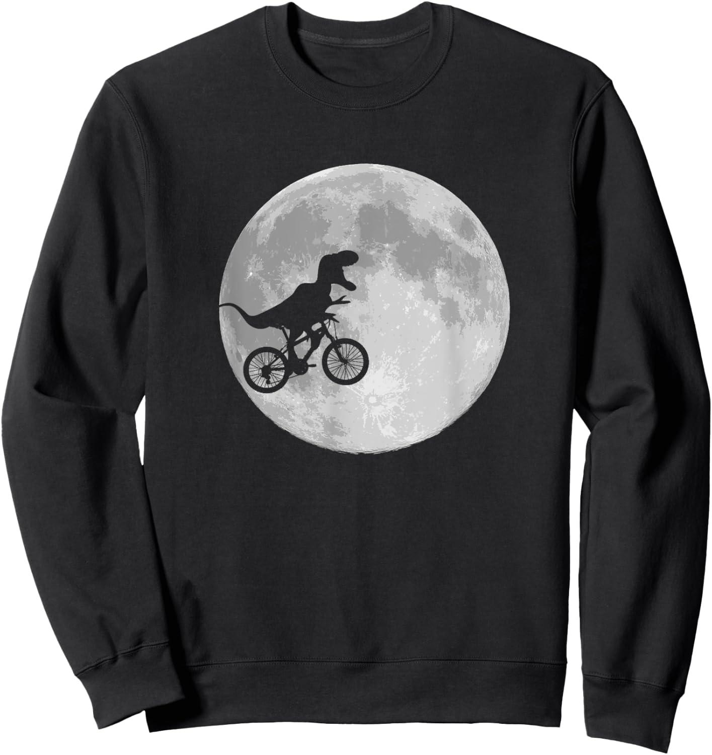 Dinosaur Bike and Moon shirt retro 80's funny Sweatshirt - Sweatshirt | Black