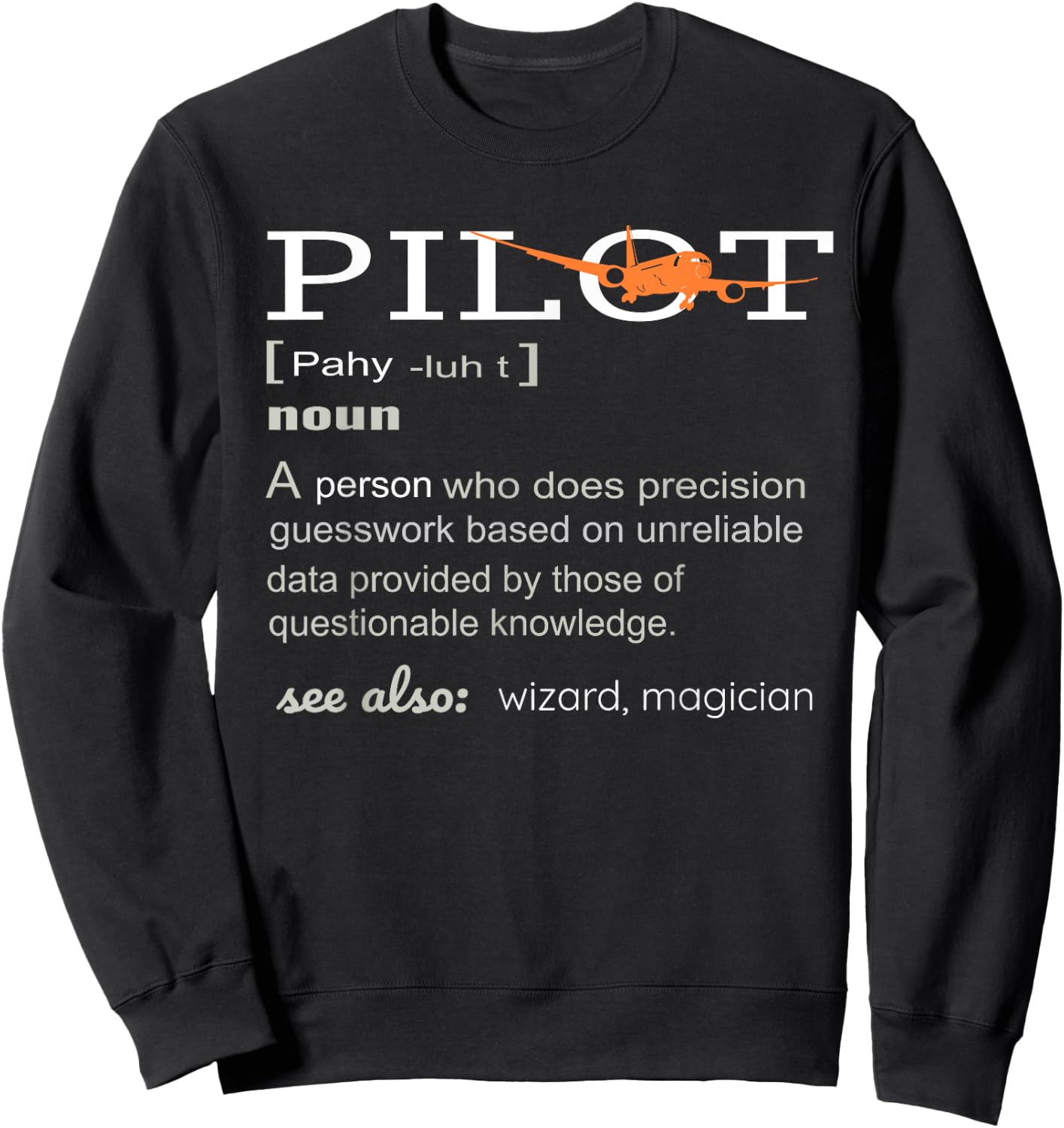 Pilot Definition Shirt who lover Funny Airplane aircraft Sweatshirt - Sweatshirt | Black