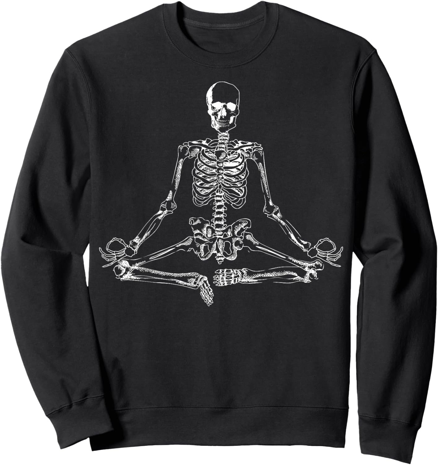 Halloween Meditating Skeleton Shirt | Funny Freaky Yoga Gift Sweatshirt - Sweatshirt | Black