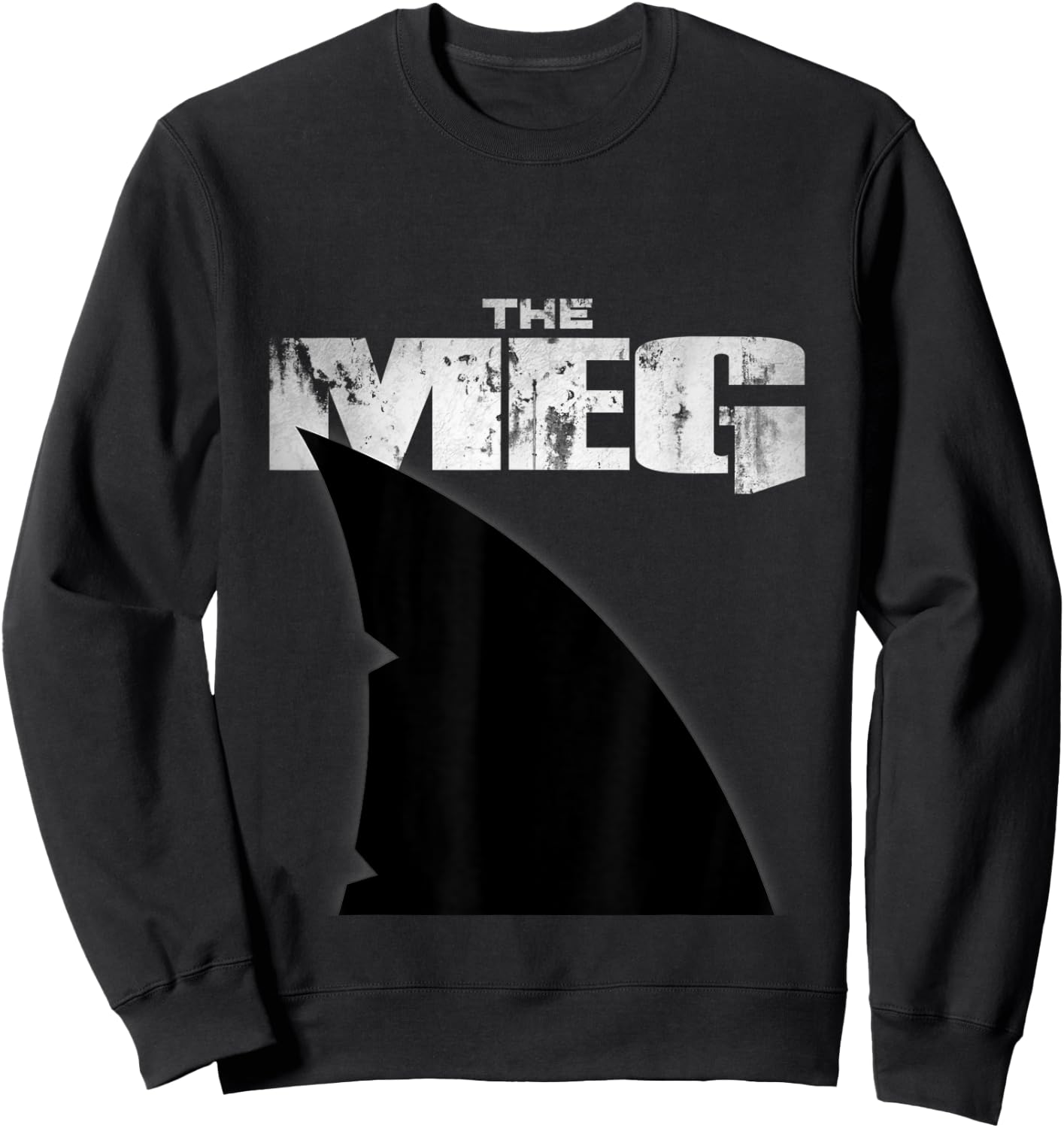 Shark for Sea lovers | -Adults Meg Shark | Black Distressed Modern Short Sleeve | Small Sweatshirt - Sweatshirt | Black
